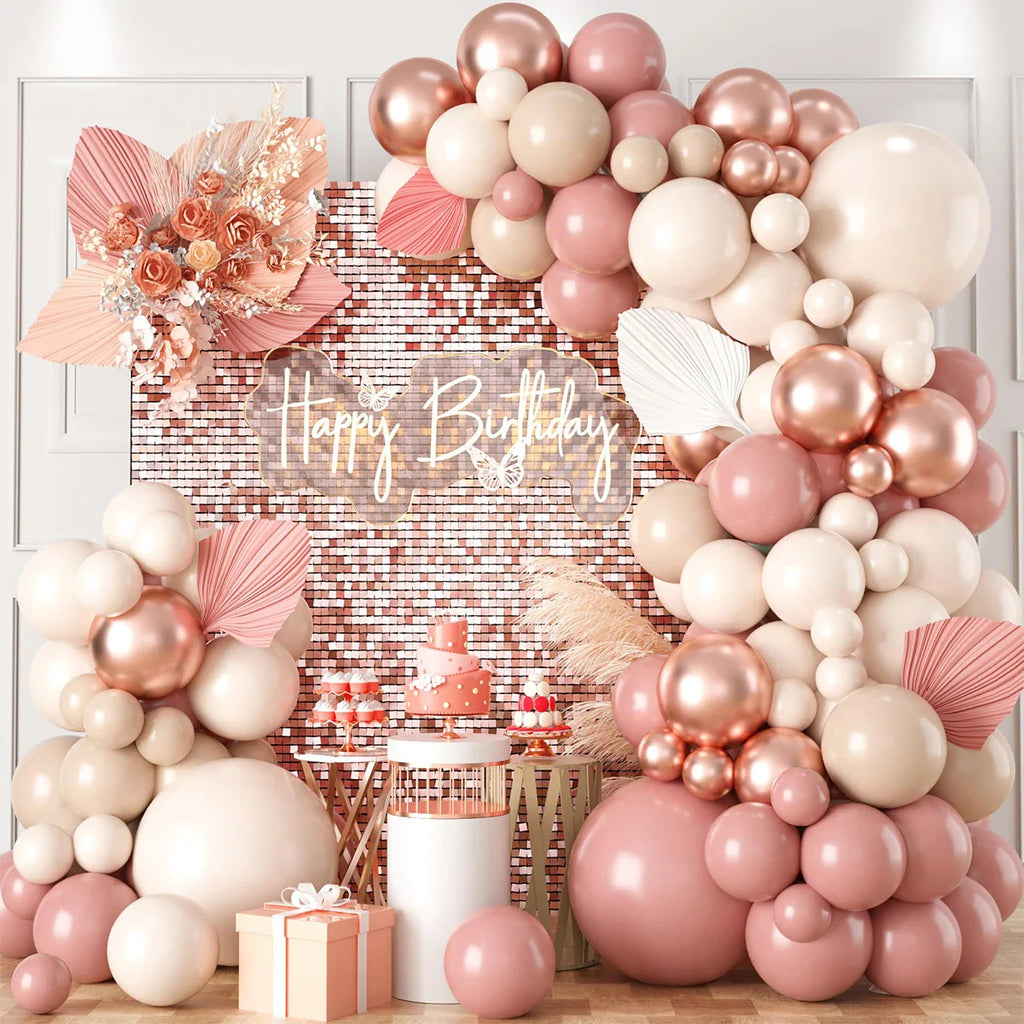Perfecsy Pink Gold Balloon Garland Arch Kit Birthday Party Decor Kids Girl Wedding Birthday Party Baloon Supplies Baby Shower