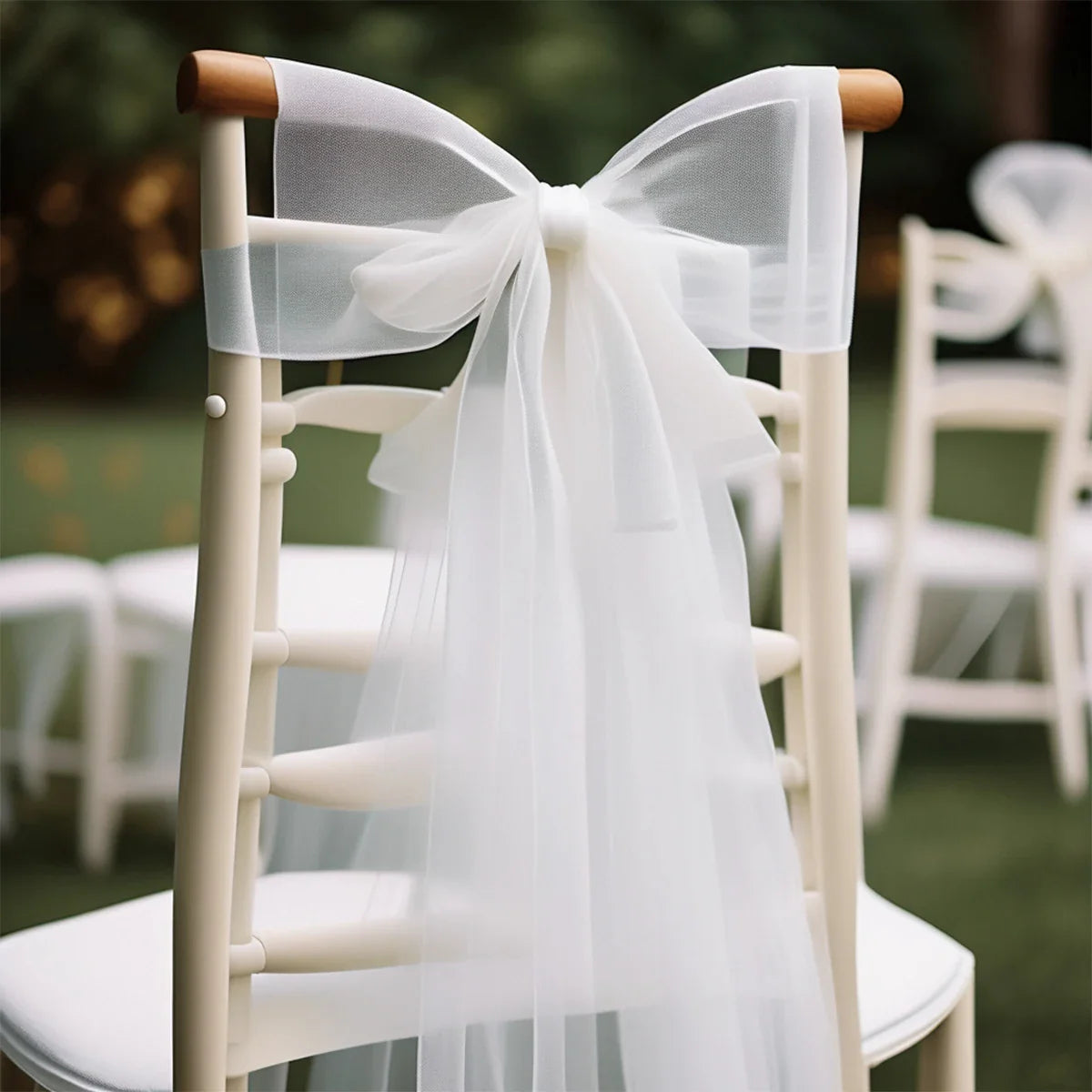 Perfecsy White Wedding Decoration Tulle Roll Crystal Organza Sheer Fabric For Wedding Birthday Party Backdrop Weeding Chair S