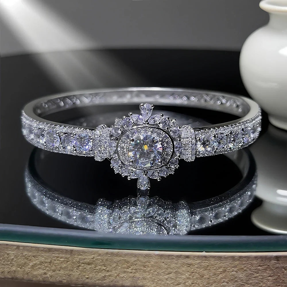 MyClosetAid Luxury Moissanite Open Bangles 925 Sterling Silver — lifestyle context