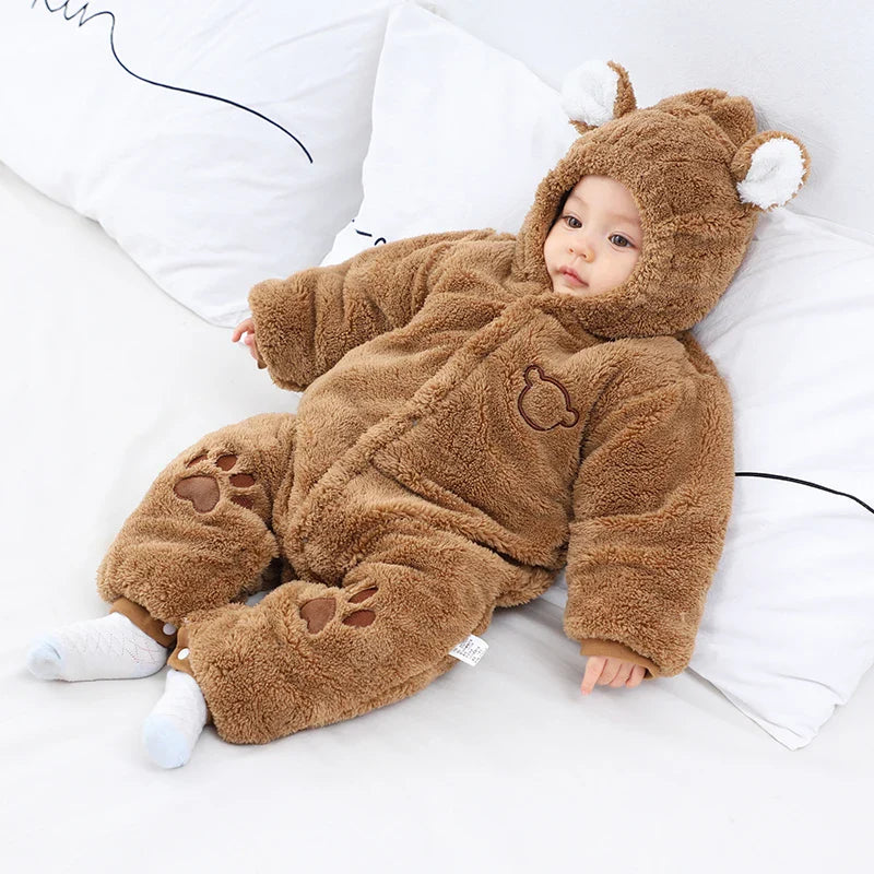 SORI STYLE Winter Hooded Baby Romper with Cute Ears — lifestyle context