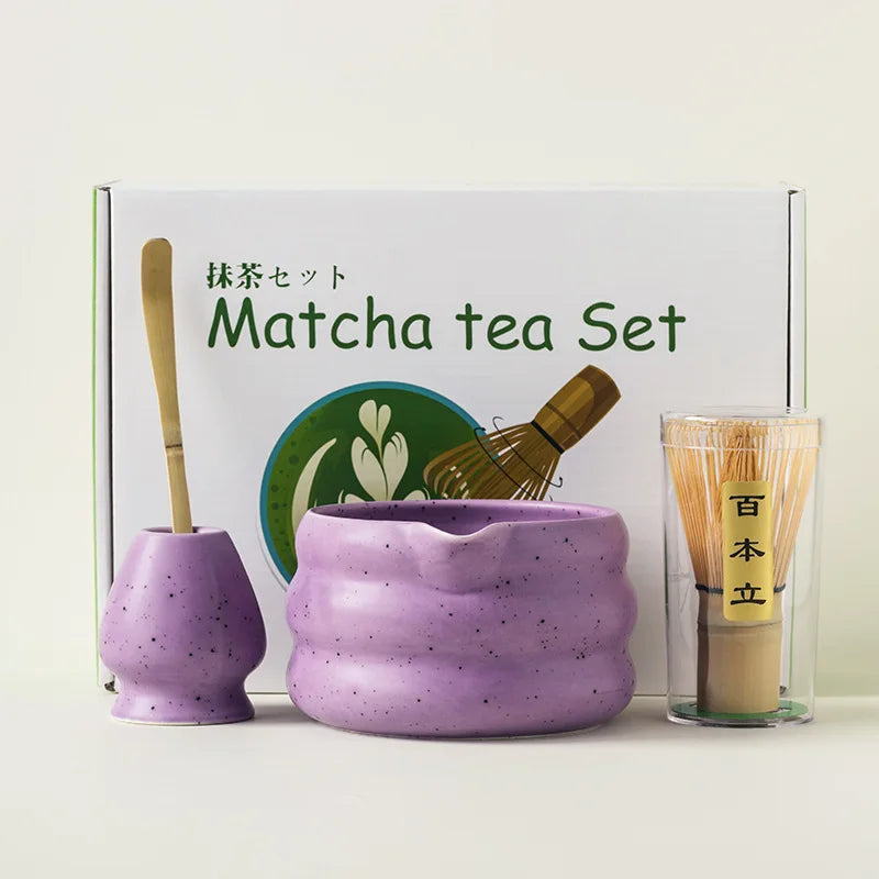 4/5/7pcs Matcha Set Ceramic Tea Bowl Traditional Japanese Tea Making Tools matcha- tea set tea- whisk bamboo matchas brush set