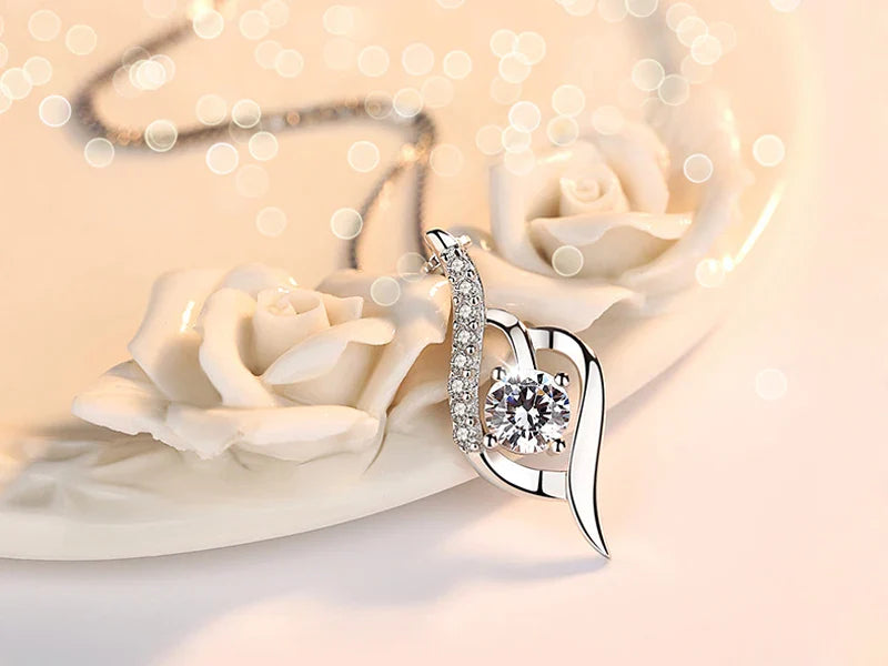 SORI STYLE 925 Silver Feather Zircon Pendant Necklace — packaging