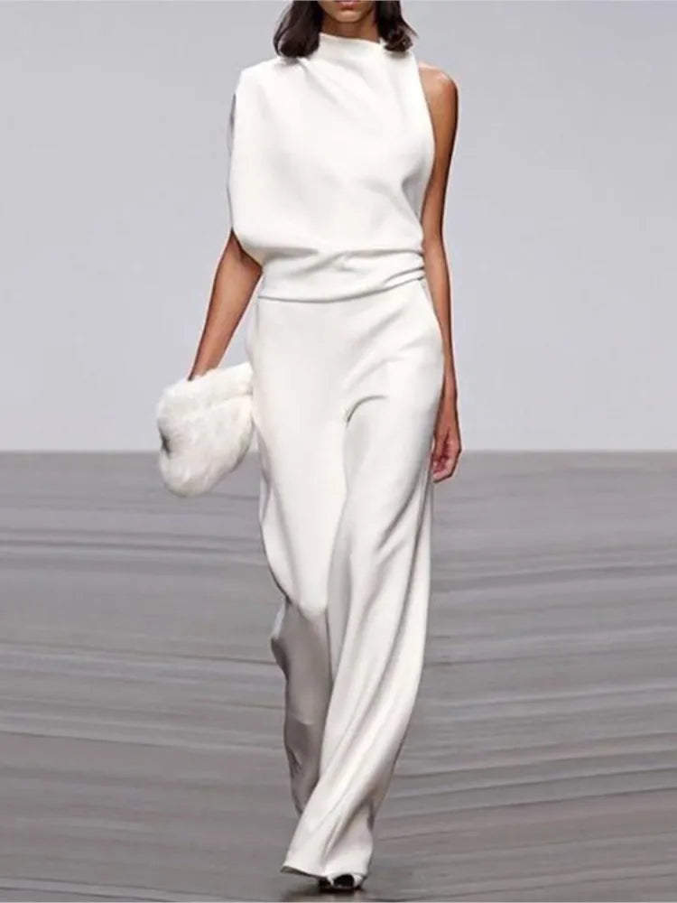Envy NYC Envy NYC Summer Sleeveless Collar Jumpsuit — construction detail