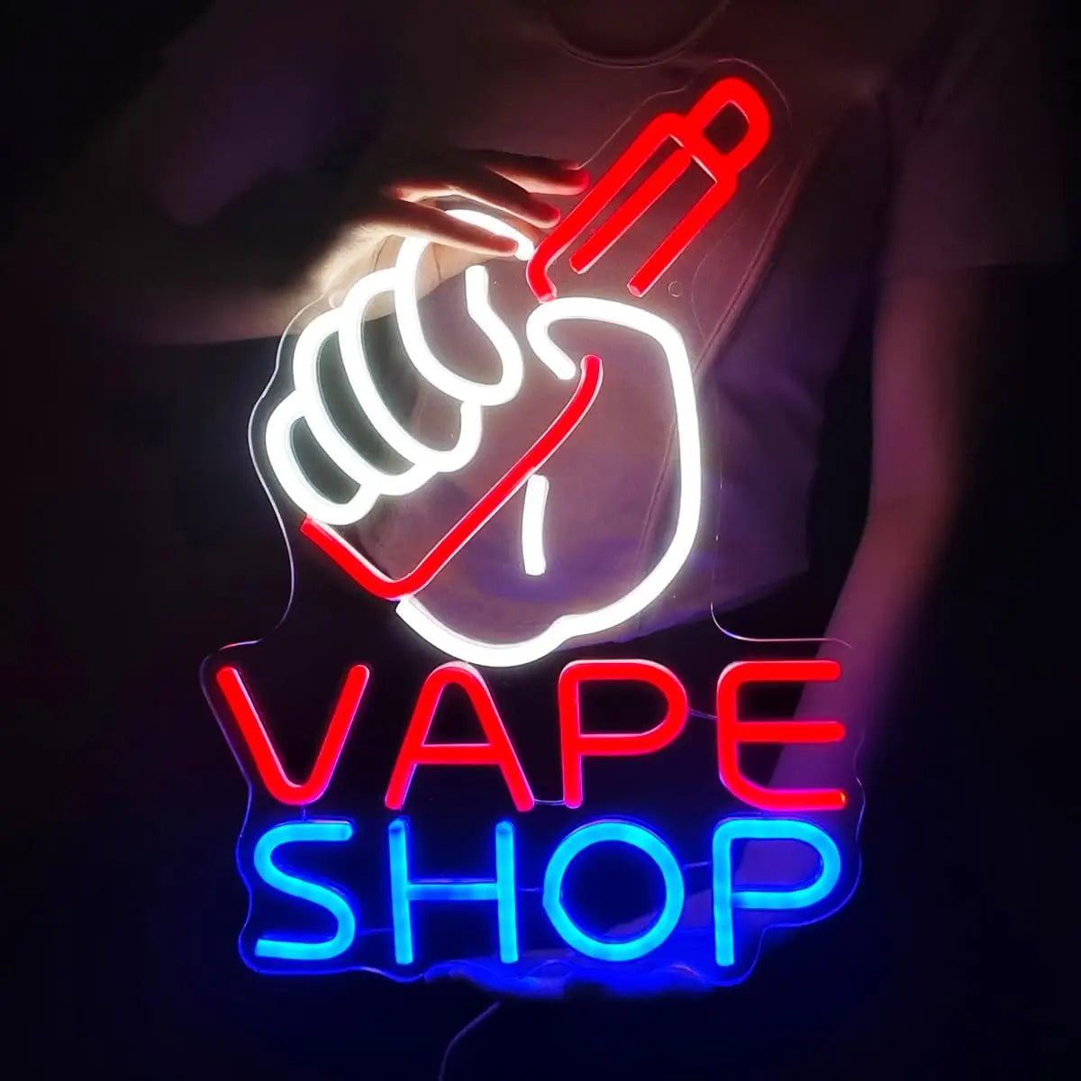 Perfecsy VAPE Shop Neon Sign for Smoke Shop LED Light Up E-cigar Business Store Sign Logo Wall Decor Birthday Christmas Dad H
