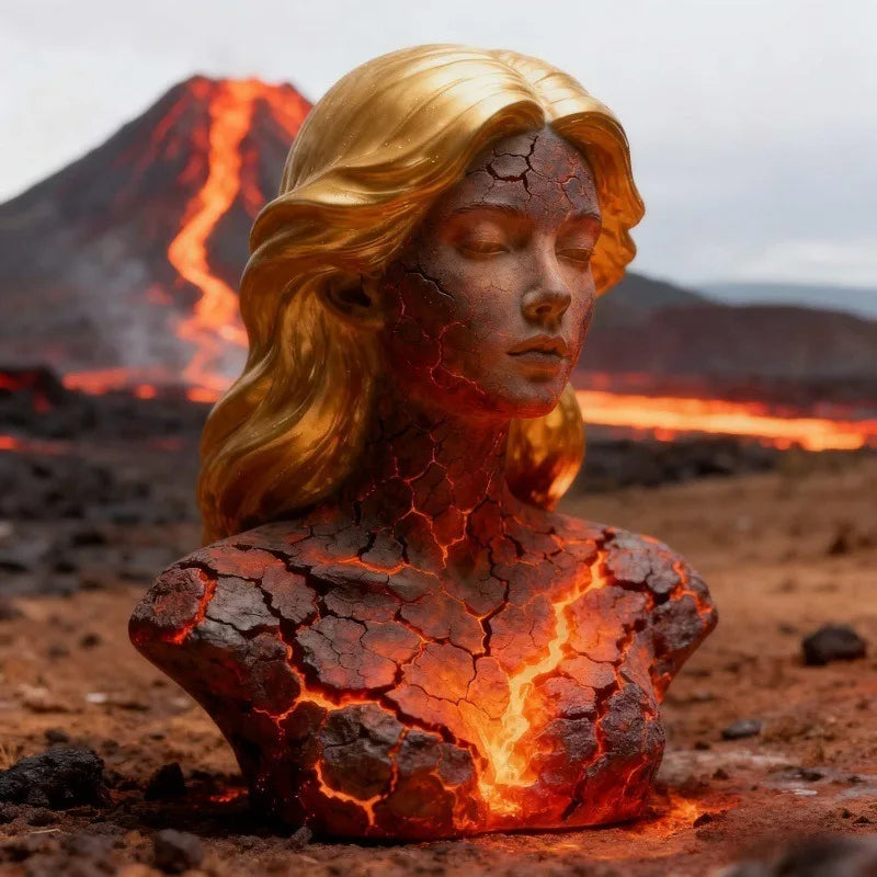 Blazing Maiden Figurine Broken Soul Red Flame Gothic Statue Dark Anime Girl Home Table Decor for Teens Women Halloween Gift