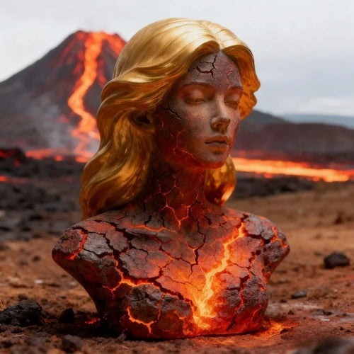 Blazing Maiden Figurine Broken Soul Red Flame Gothic Statue Dark Anime Girl Home Table Decor for Teens Women Halloween Gift