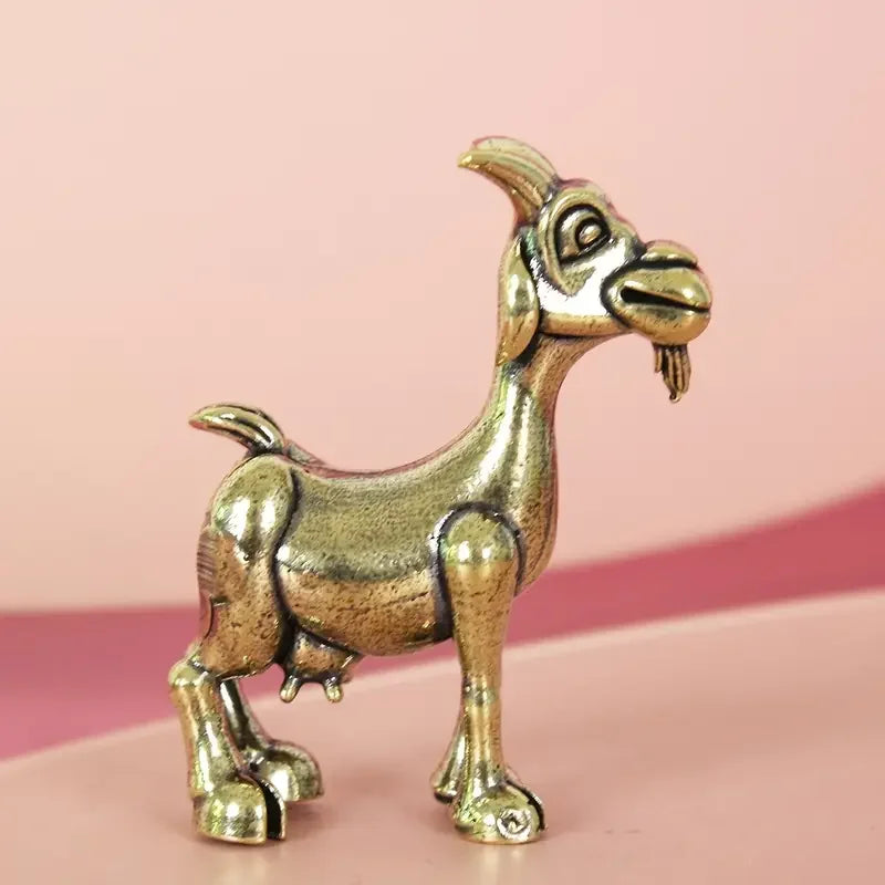 Perfecsy Vintage Brass Goat Statue - Intricate Retro Animal Sculpture for Home & Office Decor, Ideal for Collectors, Living R