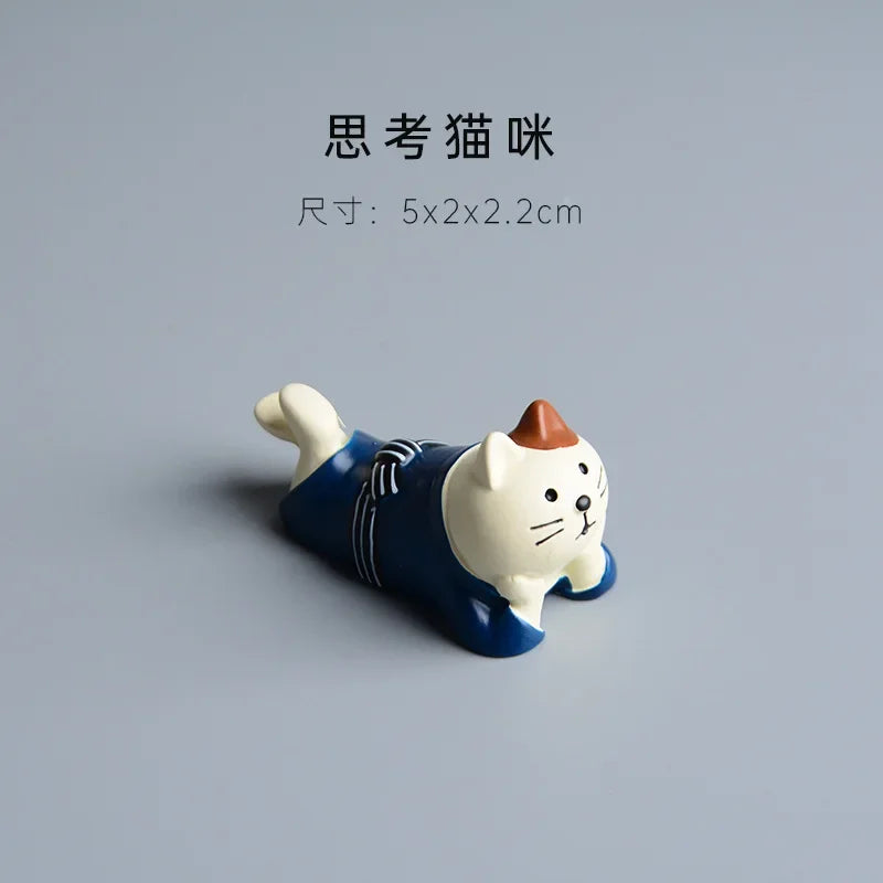Perfecsy ZAKKA Miniatures Study Bookcase Home Decor Cute Cartoon Cat Retro Desk Gramophone Ornament Crafts Dollhouse Accessor