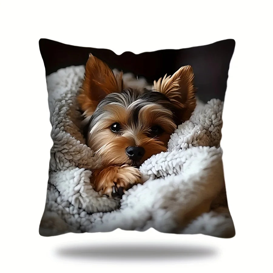 Perfecsy VIKAMA Adorable Puppy Print Decorative Pillowcase, Multi-Size Pillow for Living Room, Office, and Bedroom Home Decor