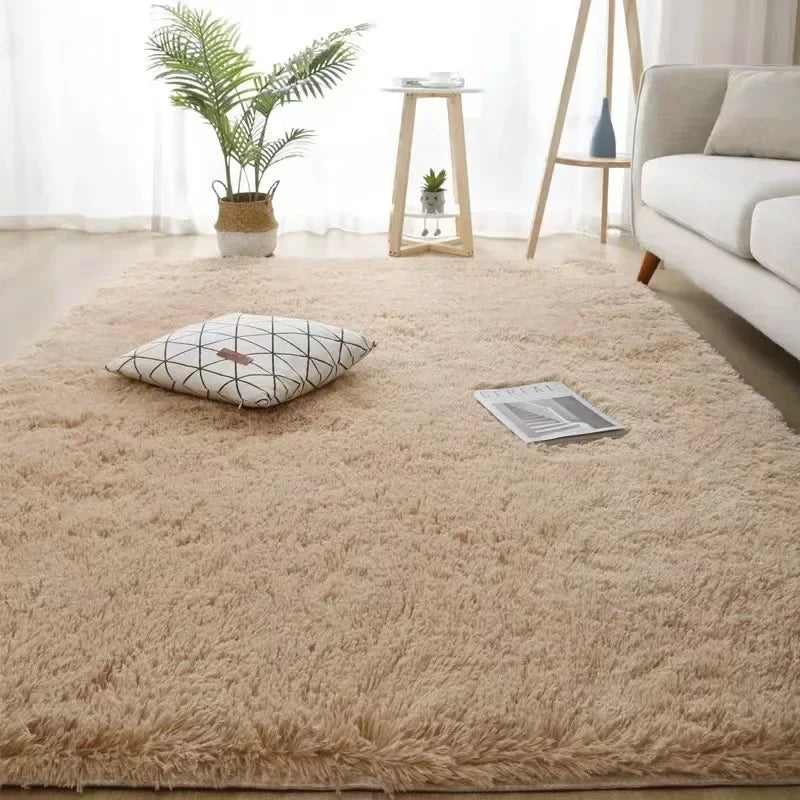 Perfecsy VIKAMA Minimalist Solid Color Shaggy Rug Fluffy and Soft Living Room Sofa Coffee Table Rug Nursery Floor Mat Home De