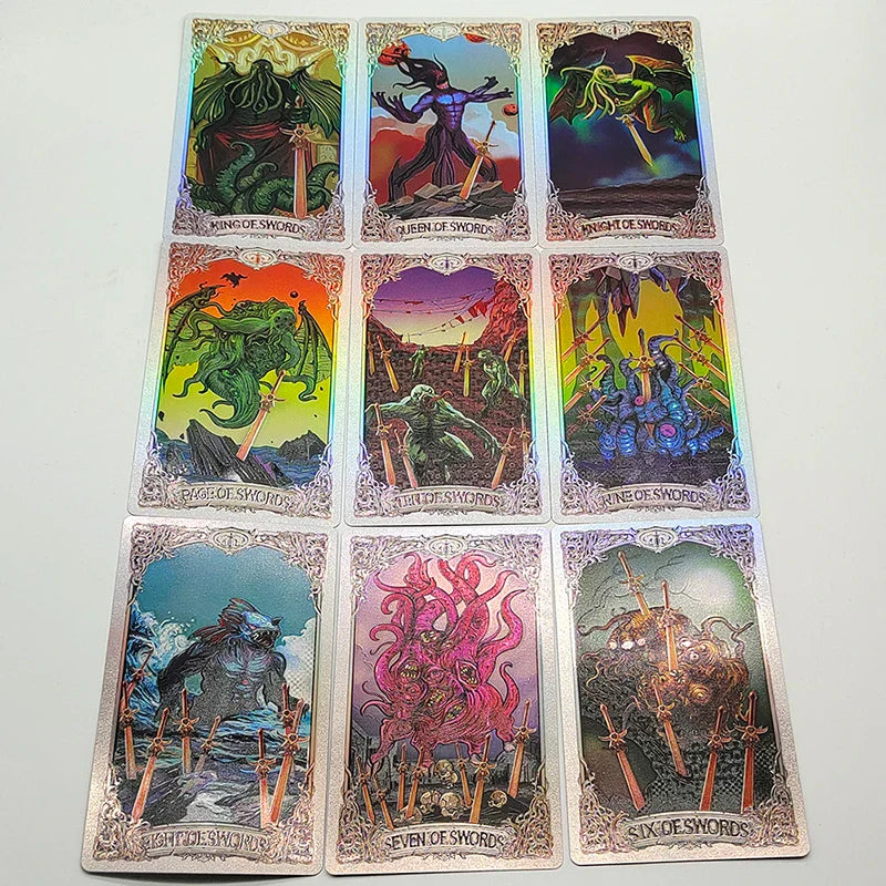 Legend Cthulhu Whispers Of The Old Gods Luxe Gold Foil Tarot PVC Divination Cards With Frosted Finish In Nice Megnetic Box