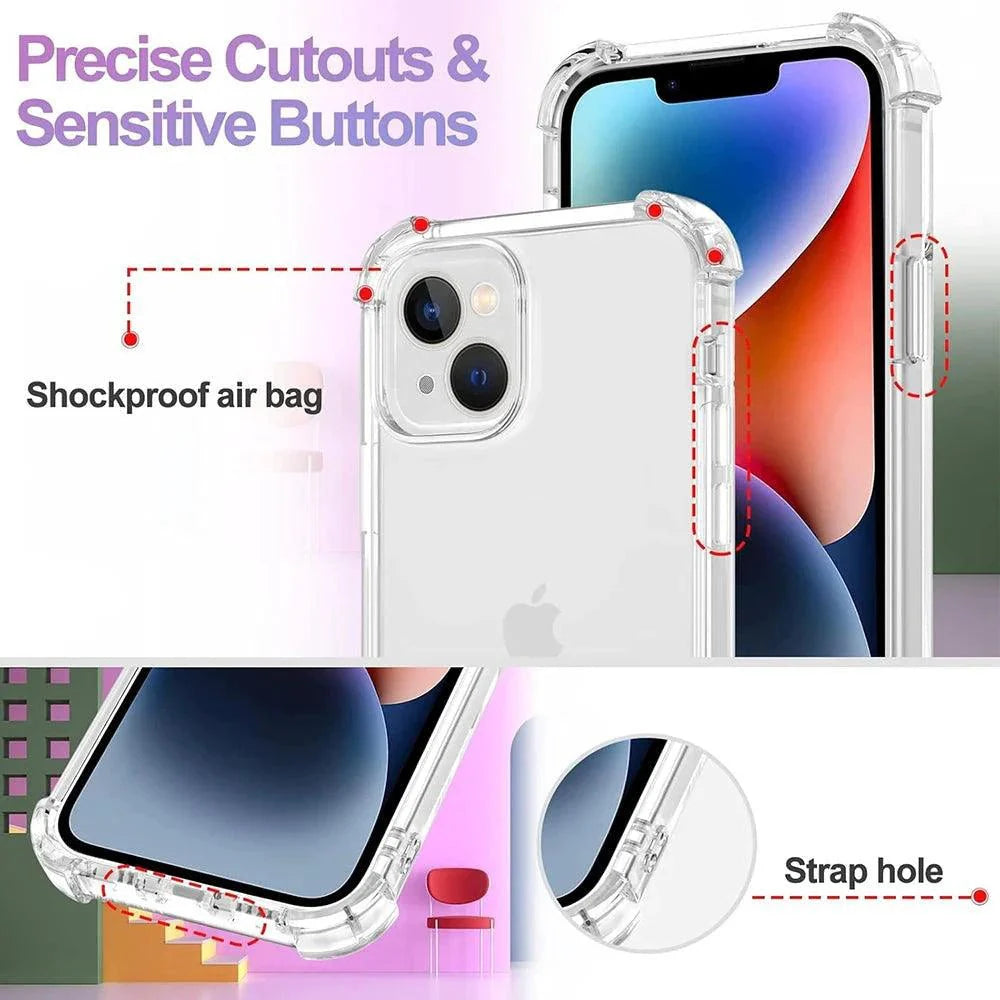 Shockproof Case For iPhone 15 14 13 12 11 Pro Max Ultra Thin Silicone Soft Clear Case For Apple 13 12 Mini 15 14 Plus Cover 11