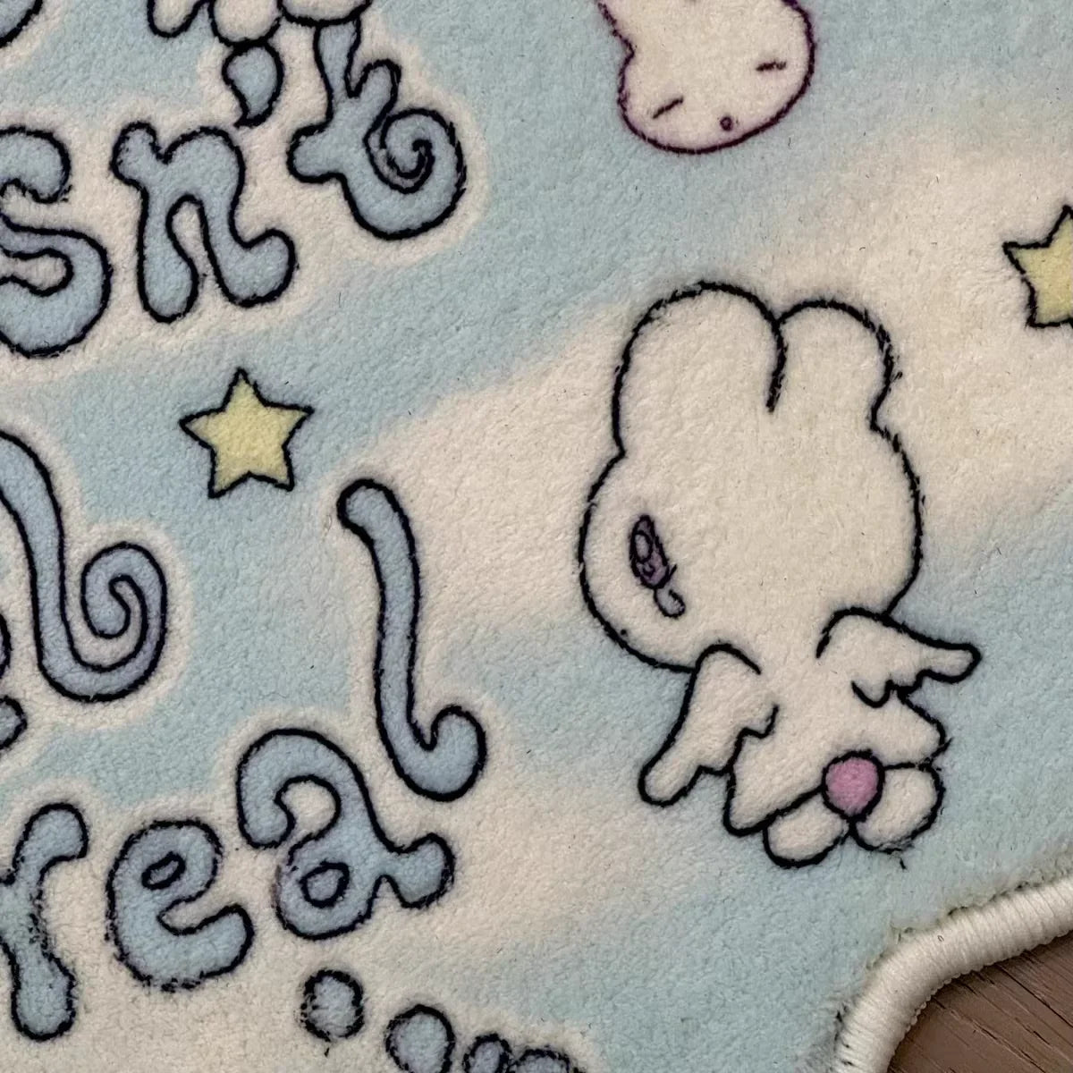 Perfecsy VIKAMA Cute Angel Rabbit Imitation Cashmere Carpet Decoration Living Room Floor Mat Mirror Front Blanket Doormat Rug