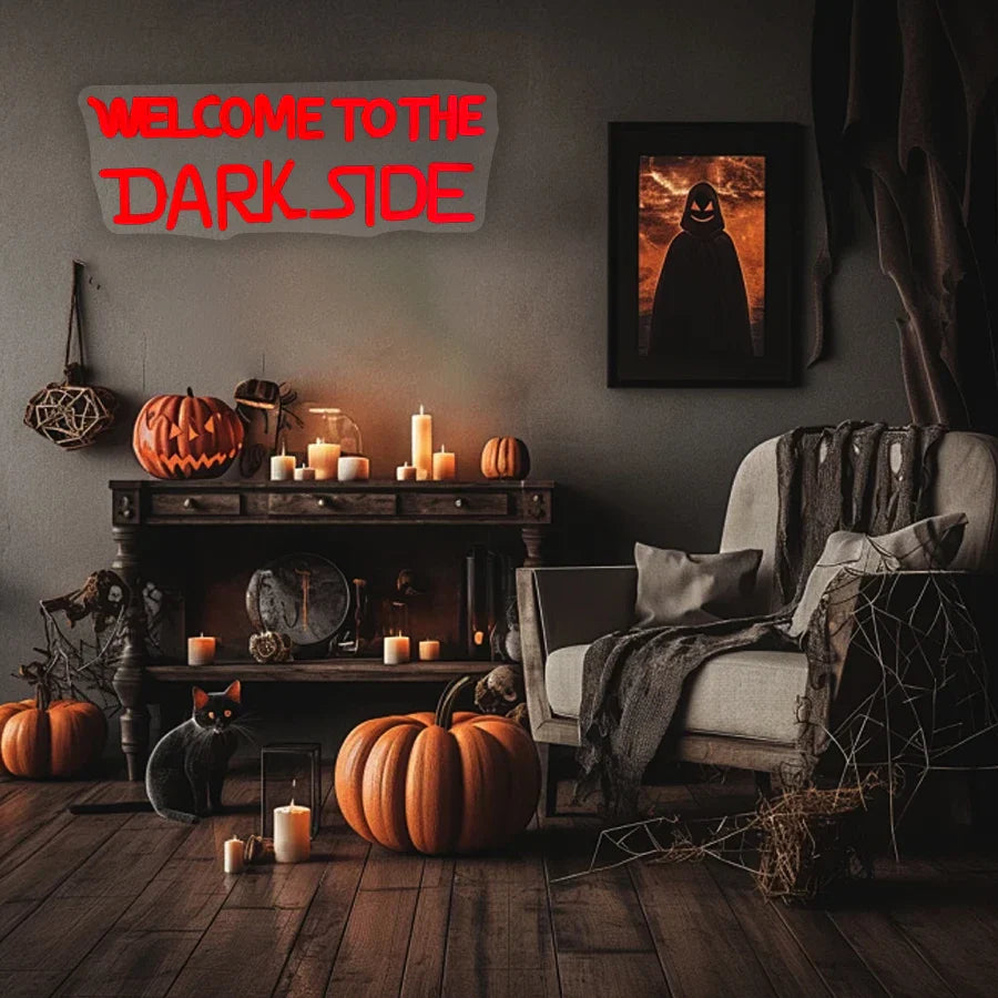 Perfecsy Welcome To The Dark Side Neon Sign, Letter Lamp Icon Usb Powered, Used For Bedroom, Game Room, Haunted House, Hallow