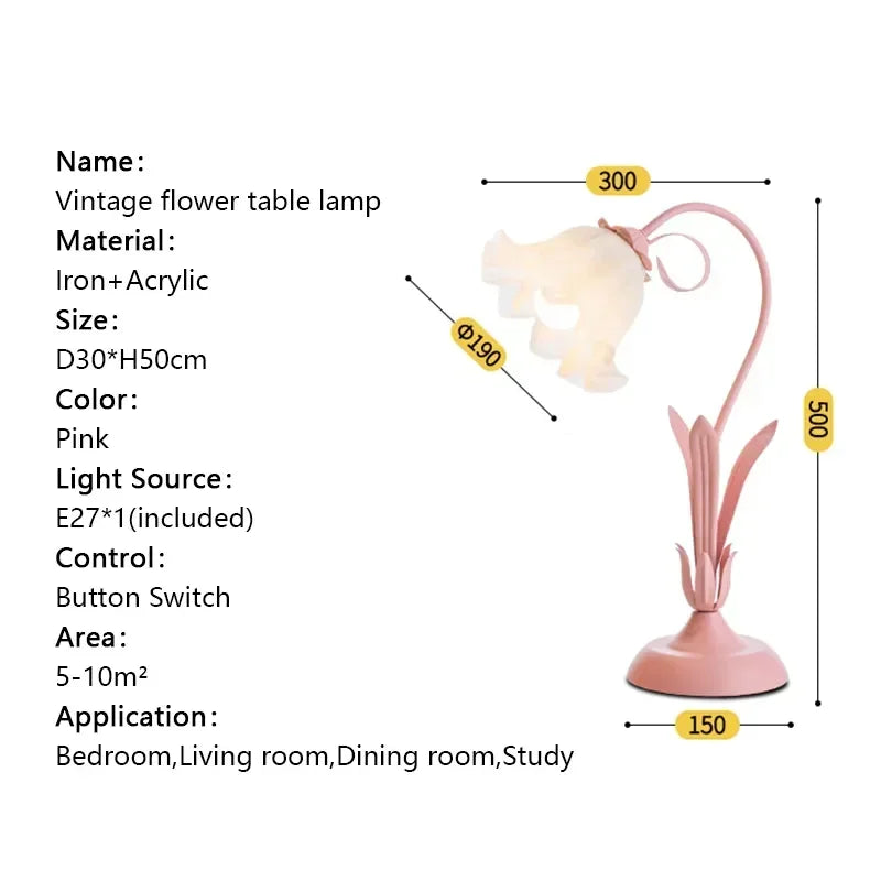Perfecsy French Romantic Flower Desk Lamp Retro Atmosphere Sense Bedside Table Lights Cream Style Pastoral Country for Home B