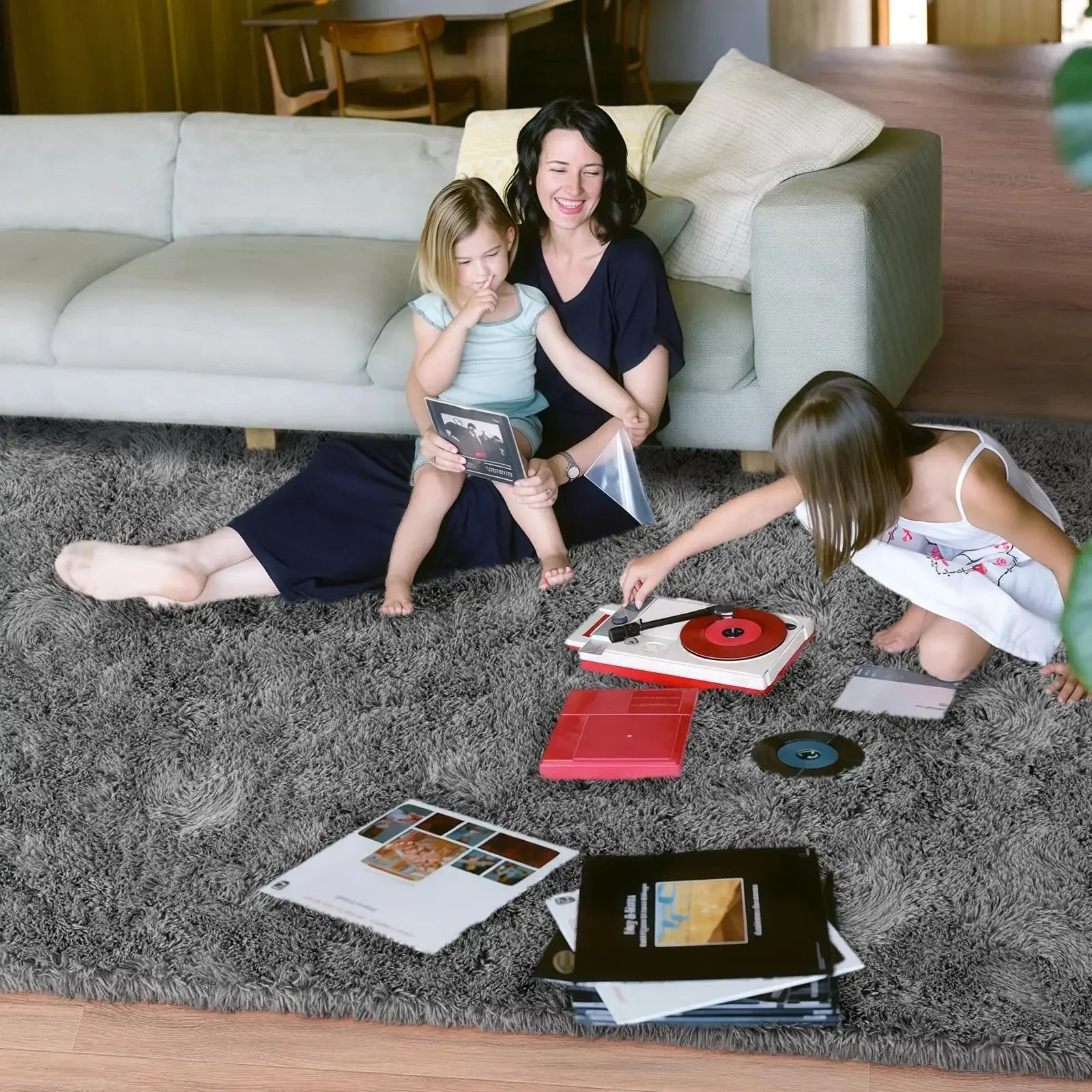 Perfecsy VIKAMA Minimalist Shaggy Living Room Rug, Soft and Fluffy Area Rug, Bedroom Dormitory Children's Room Carpet, Home D