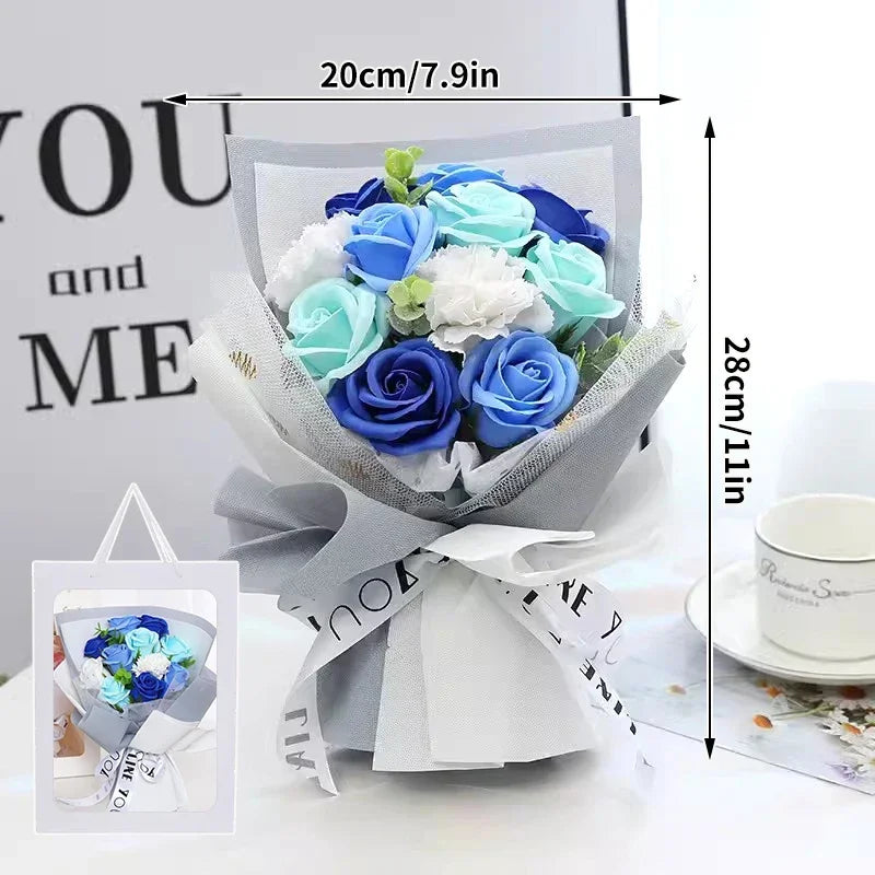 Perfecsy Artificial Soap Flower Preserved Bouquet Pink Rose Realistic for Mothers Day Valentines Day Anniversary Romantic Gif