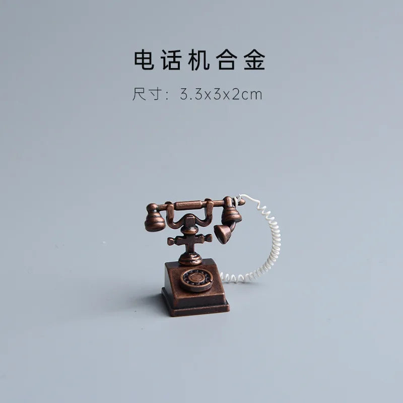 Perfecsy ZAKKA Miniatures Study Bookcase Home Decor Cute Cartoon Cat Retro Desk Gramophone Ornament Crafts Dollhouse Accessor
