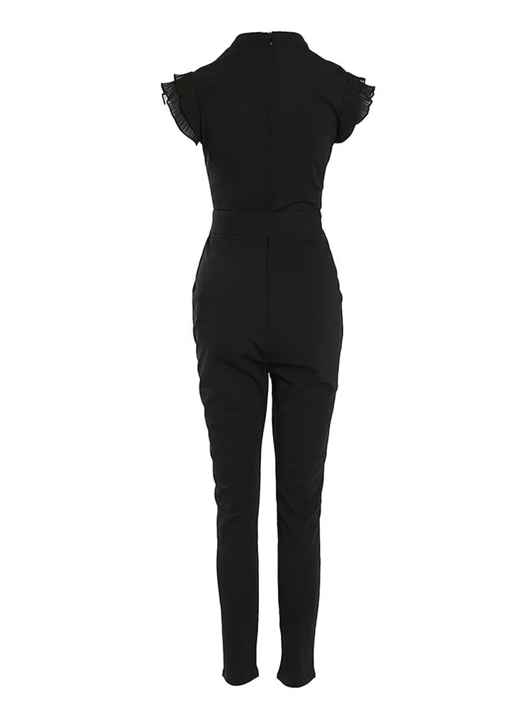 Envy NYC Envy NYC Autumn Floral Lace Jumpsuit With Belt — lifestyle worn / used context