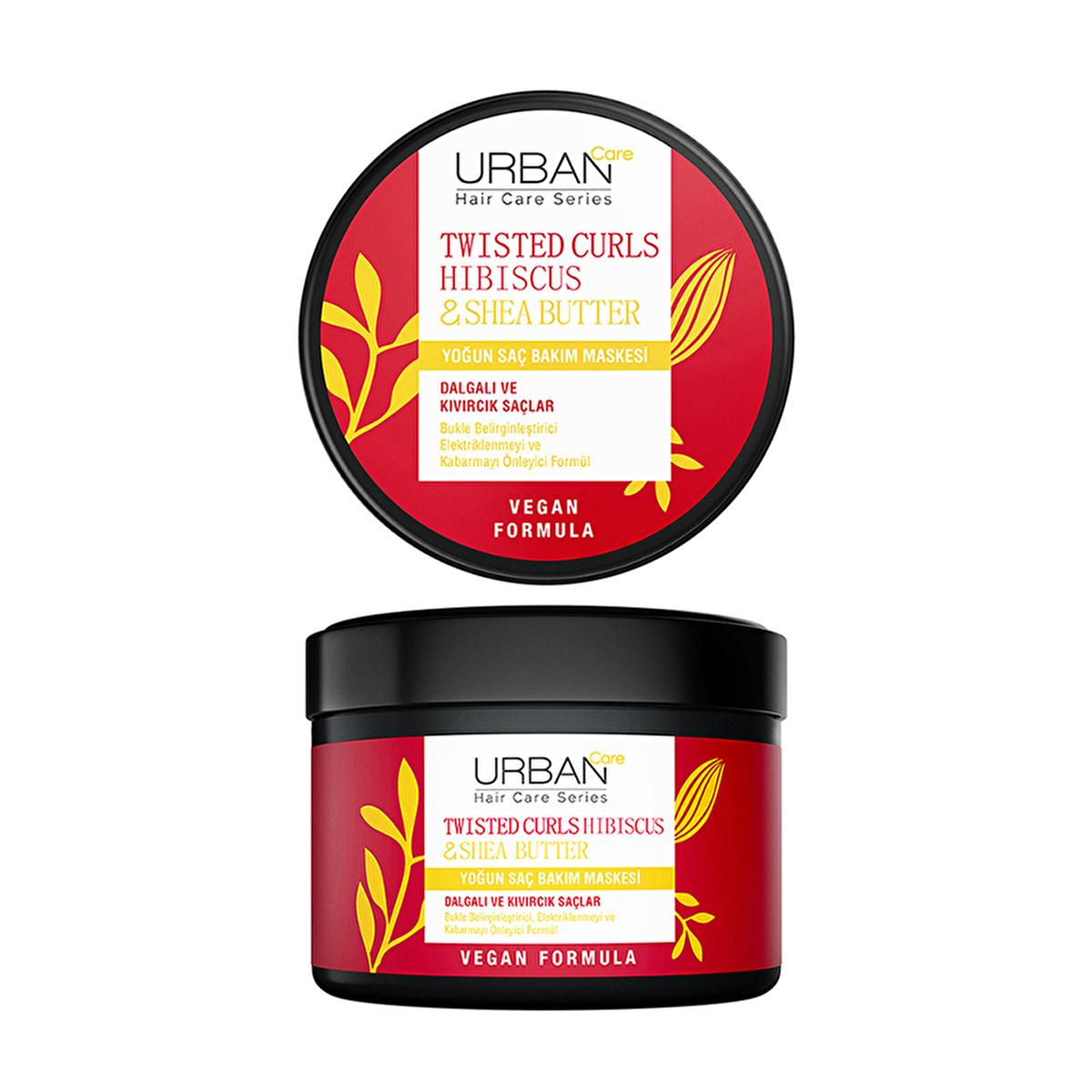 Urban Care Hibiscus & Shea Butter Hair Care Mask for Curly & Wavy Hair - Vegan, Paraben-Free, Nourishing & Moisturizing