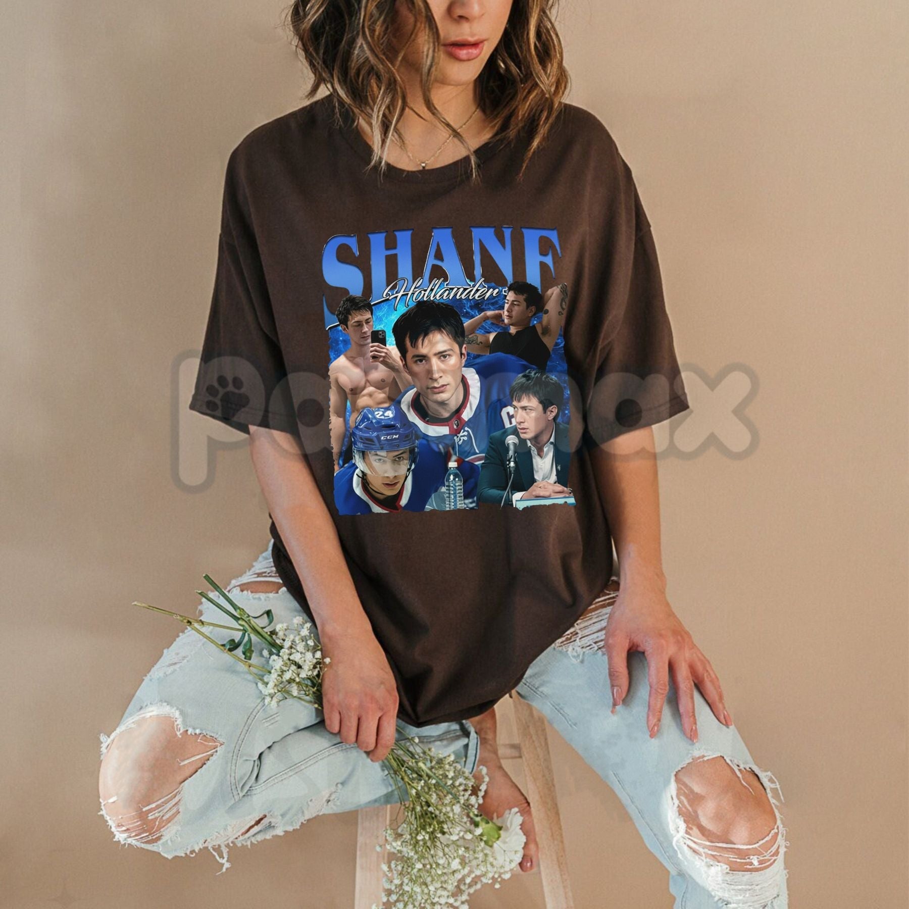 Pasimax Shane Hollander Hockey Graphic Tee - Fake Boyfriend Series Fan Shirt, MM Hockey Romance Apparel, Booktok Character Tr