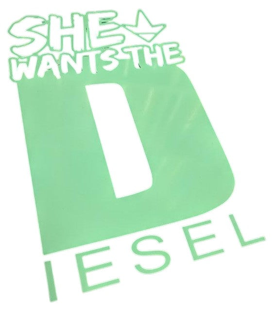 Luckless Outfitters She Wants the Diesel Tiffany Blue Decal — detail close-up