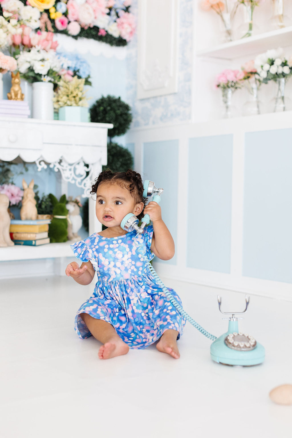 Mila & Rose ® Shimmer & Shine Flutter Sleeve Twirl Dress — lifestyle context