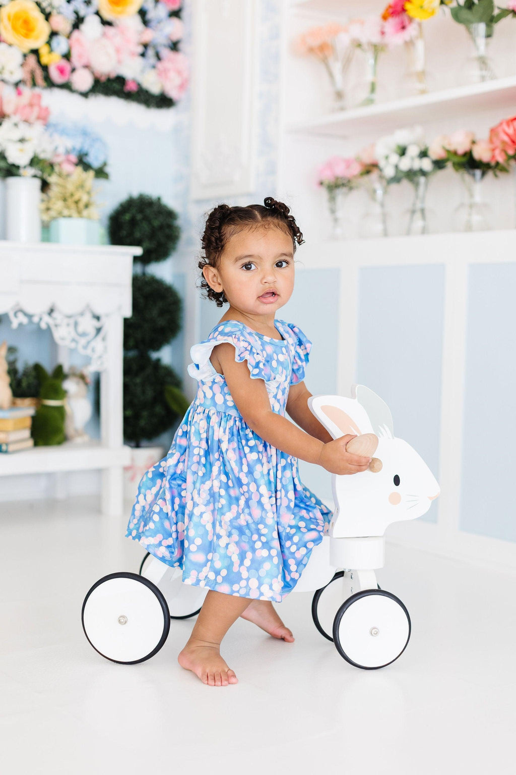 Mila & Rose ® Shimmer & Shine Flutter Sleeve Twirl Dress — side view