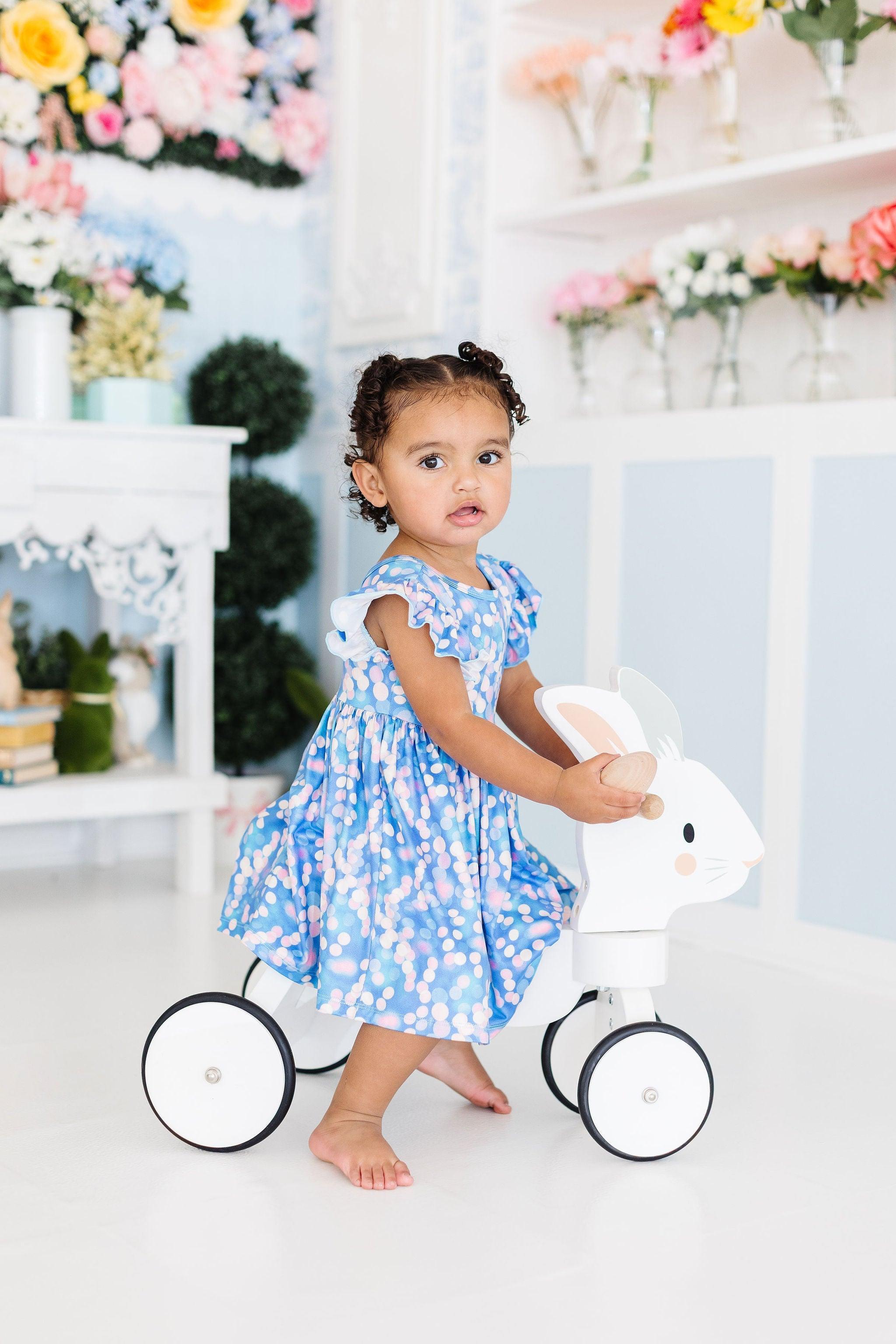 Mila & Rose ® Shimmer & Shine Flutter Sleeve Twirl Dress — side view