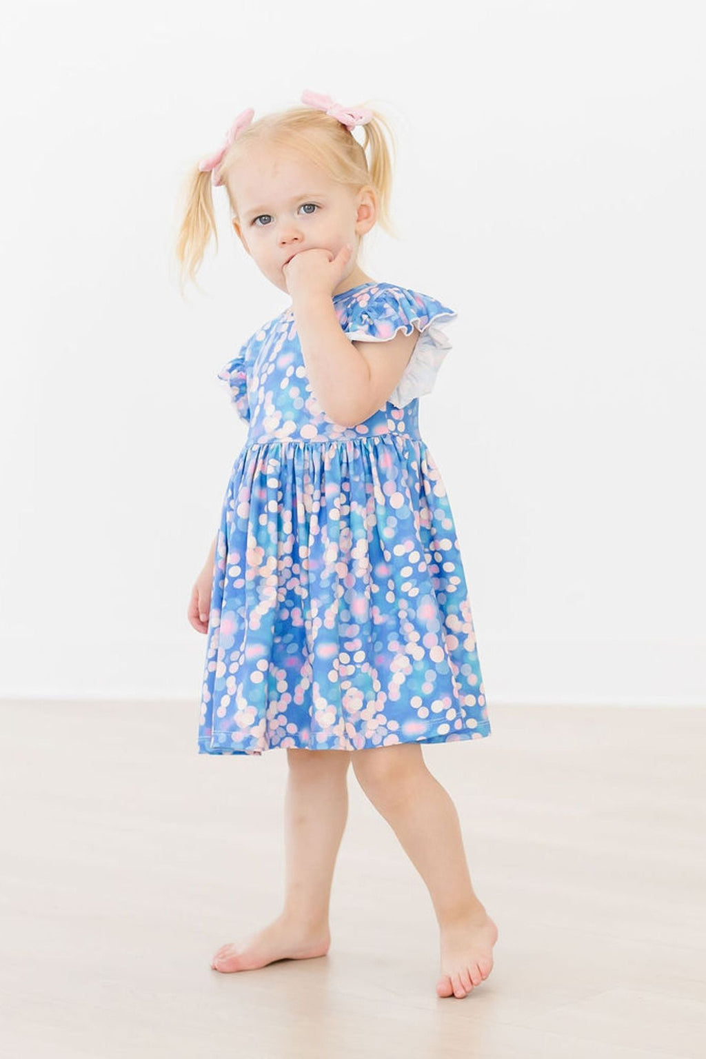 Mila & Rose ® Shimmer & Shine Flutter Sleeve Twirl Dress — in-use photo