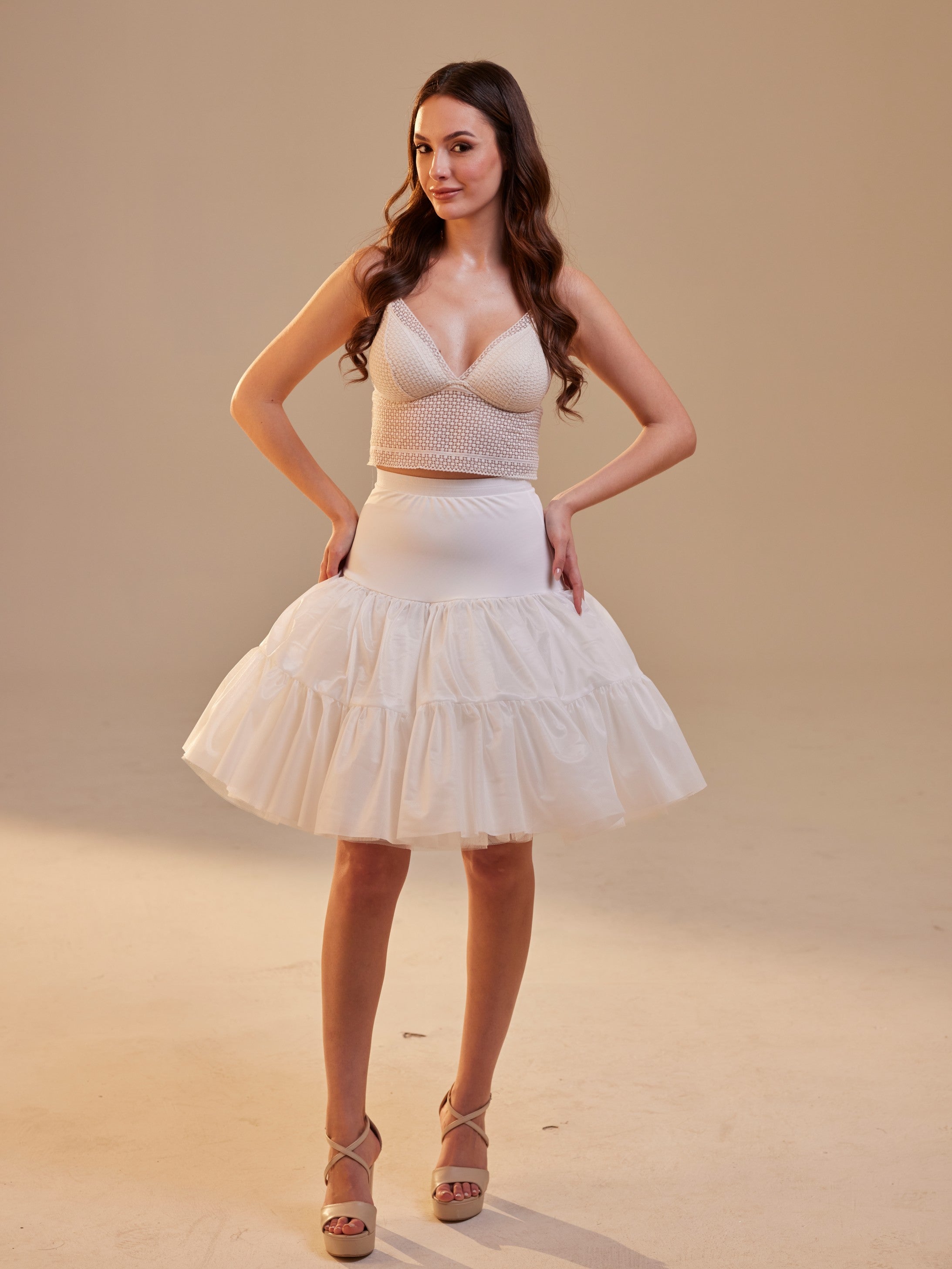 Short Petticoat Skirt with Corsage , Fluffy Layered Petticoat for Wedding, Party & Everyday Wear – Bridal Port, view 6