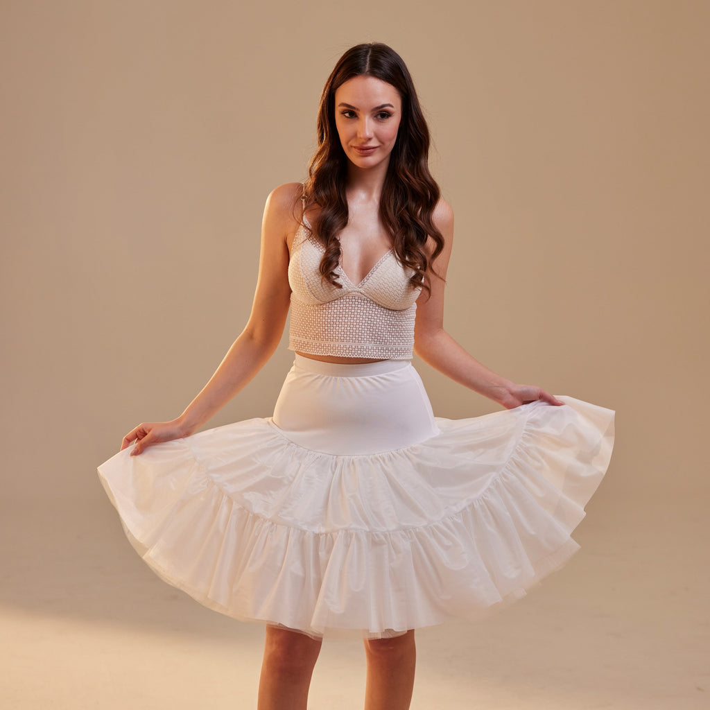 Short Petticoat Skirt with Corsage , Fluffy Layered Petticoat for Wedding, Party & Everyday Wear – Bridal Port, view 2