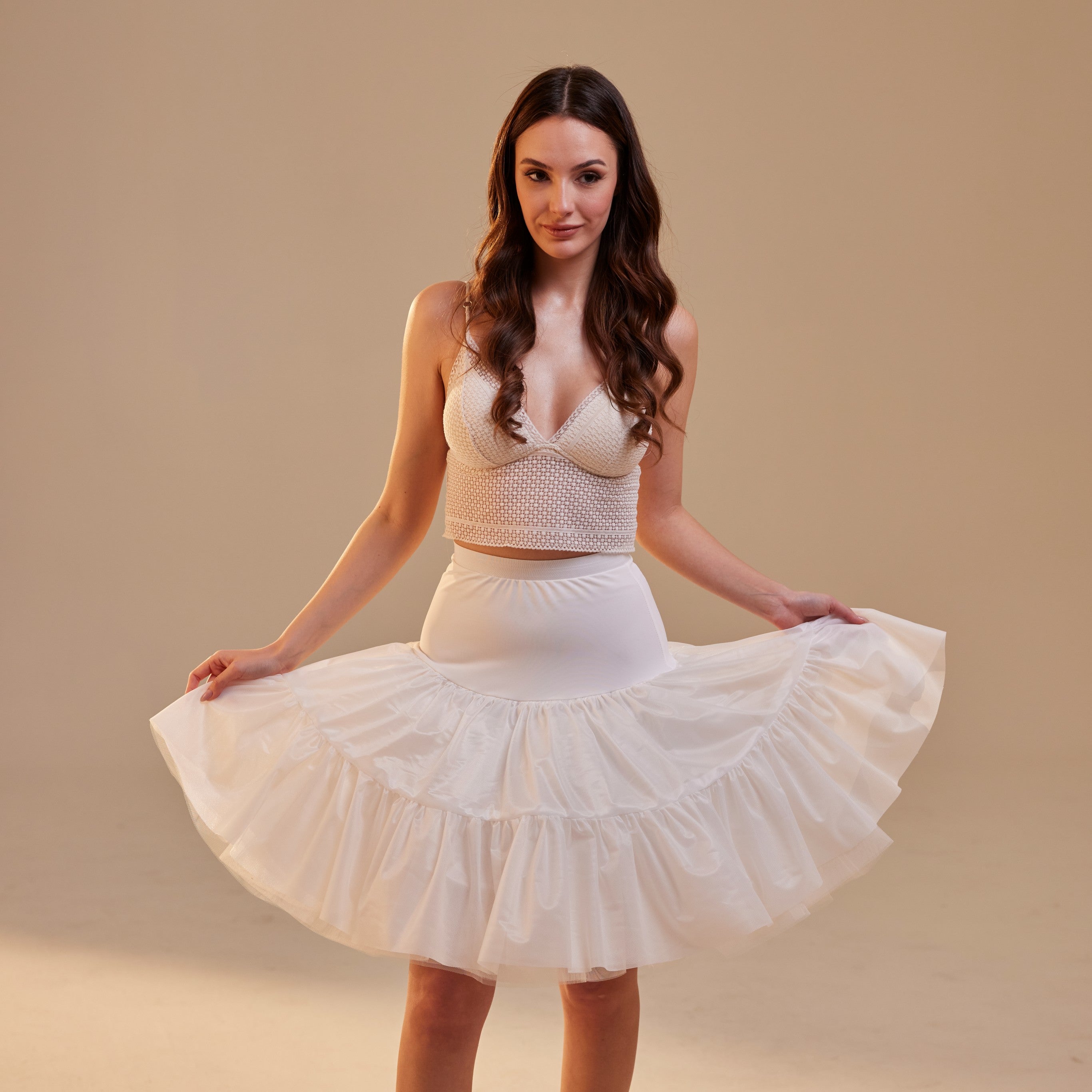 Short Petticoat Skirt with Corsage , Fluffy Layered Petticoat for Wedding, Party & Everyday Wear – Bridal Port, view 2