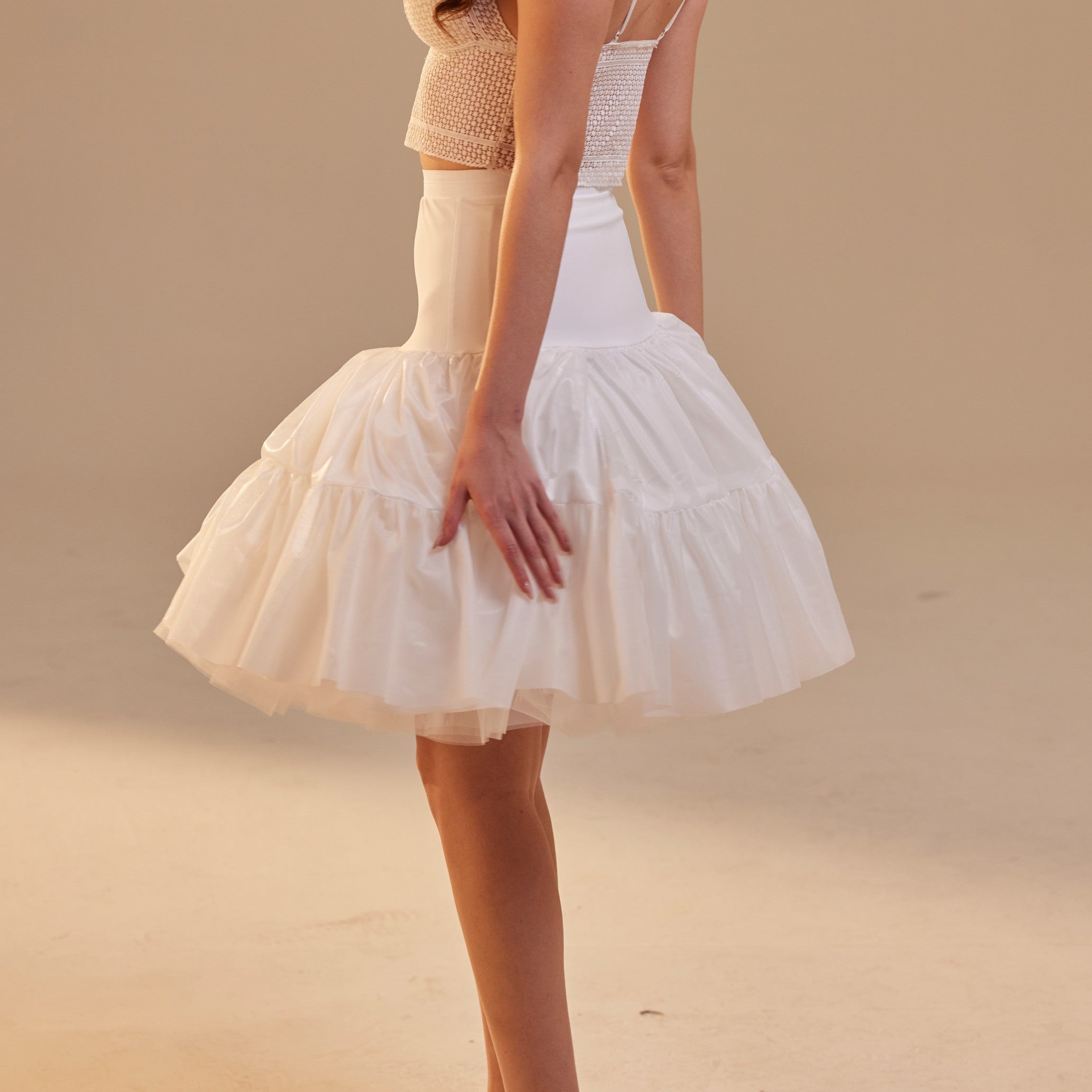 Short Petticoat Skirt with Corsage , Fluffy Layered Petticoat for Wedding, Party & Everyday Wear – Bridal Port, view 3