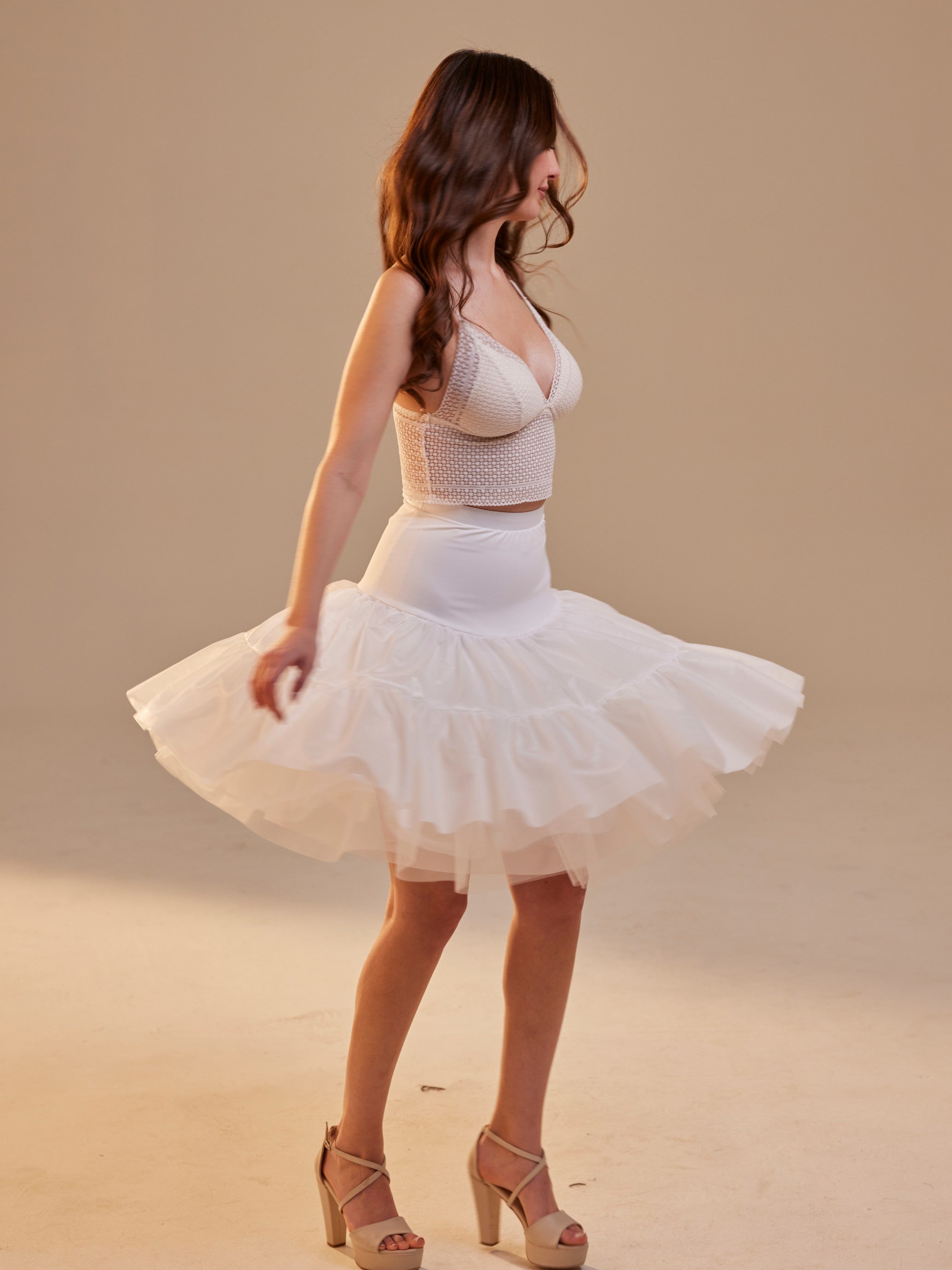 Short Petticoat Skirt with Corsage , Fluffy Layered Petticoat for Wedding, Party & Everyday Wear – Bridal Port, view 9