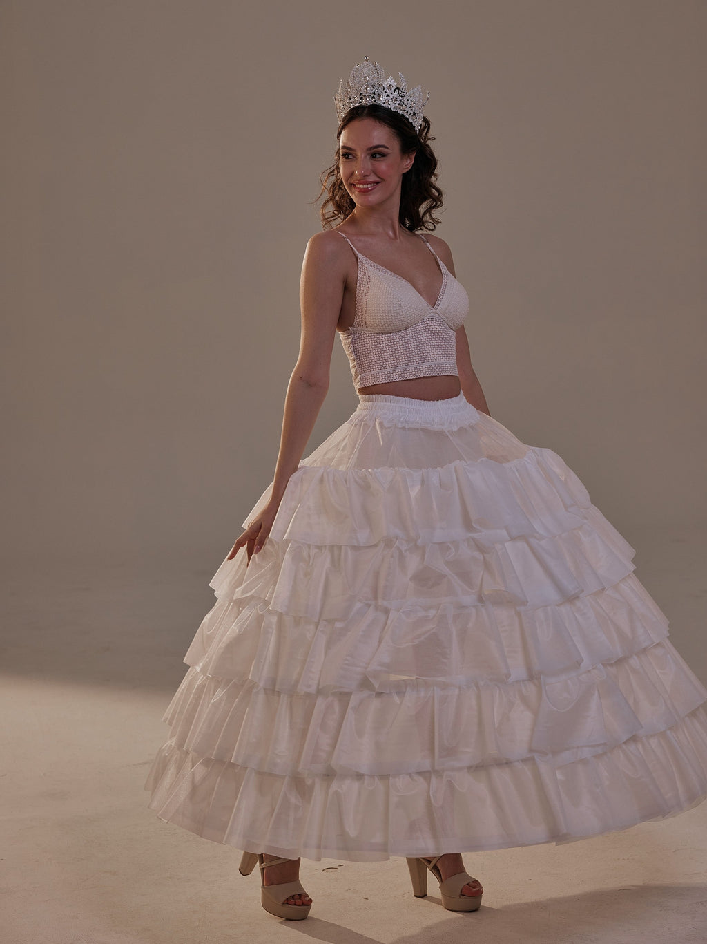Short Ruffled Layered Hoop Skirt , Quinceañera & Wedding Underskirt – Bridal Port, view 10