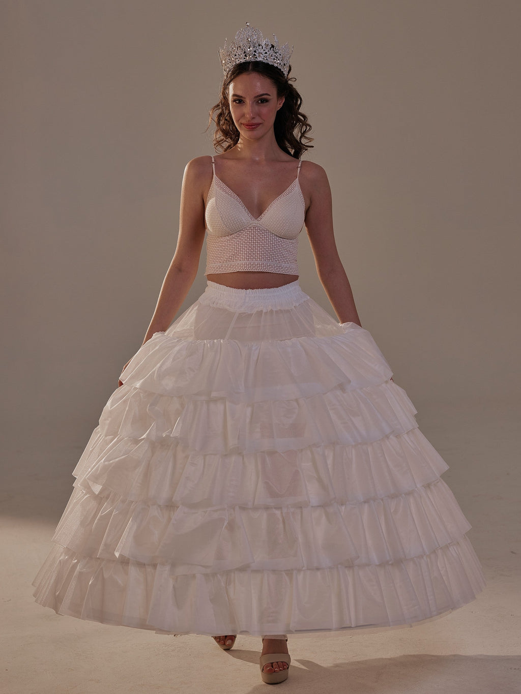 Short Ruffled Layered Hoop Skirt , Quinceañera & Wedding Underskirt – Bridal Port, view 5