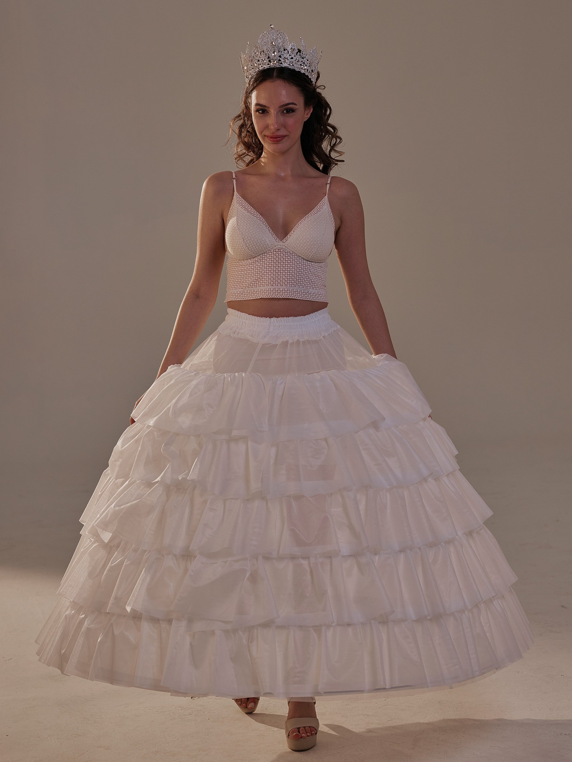 Short Ruffled Layered Hoop Skirt , Quinceañera & Wedding Underskirt – Bridal Port, view 5