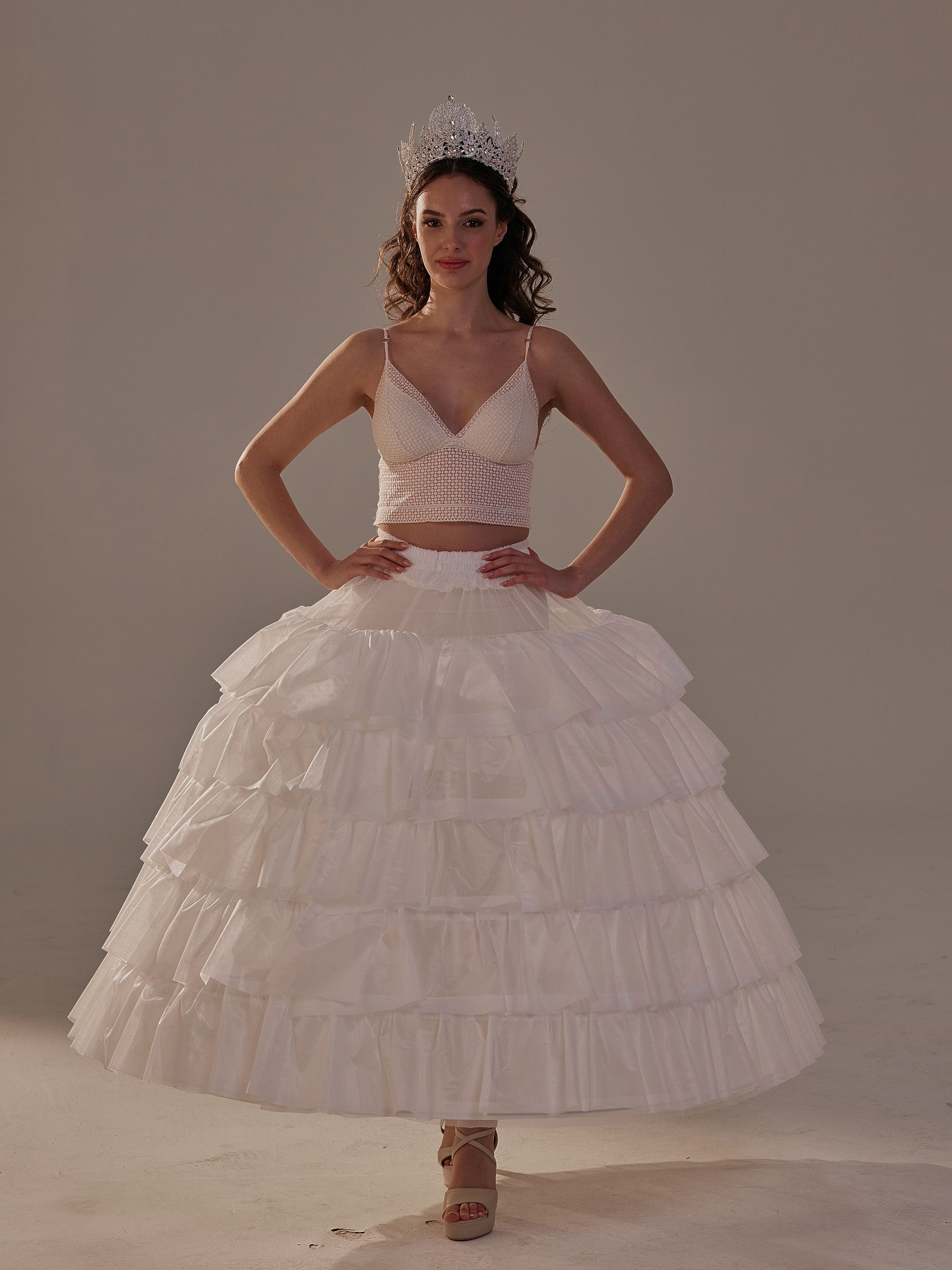 Short Ruffled Layered Hoop Skirt , Quinceañera & Wedding Underskirt – Bridal Port, view 6