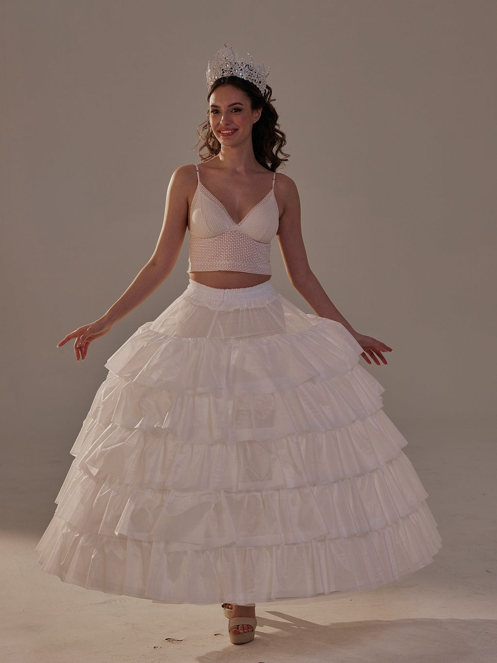 Short Ruffled Layered Hoop Skirt , Quinceañera & Wedding Underskirt – Bridal Port, view 7