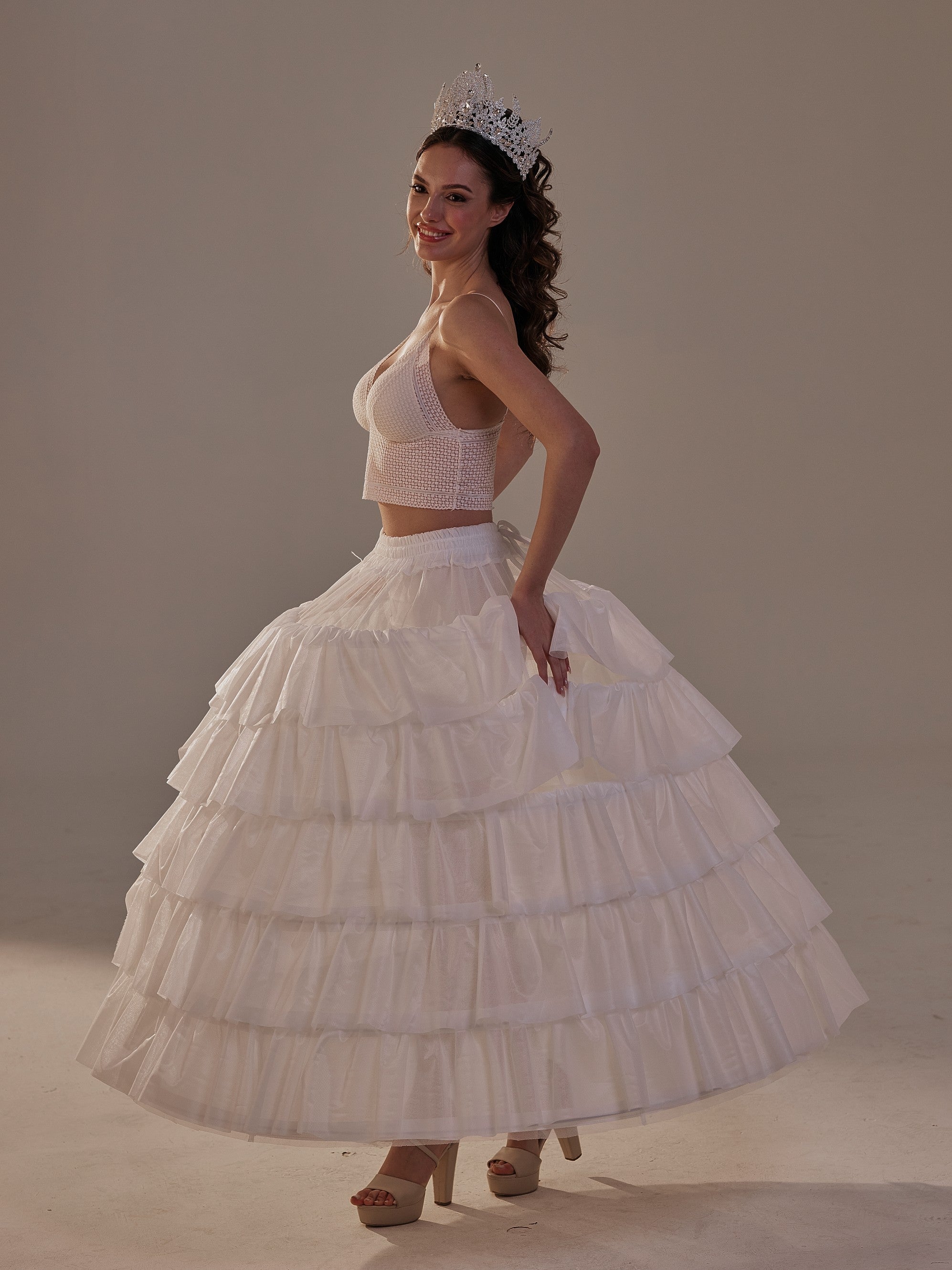Short Ruffled Layered Hoop Skirt , Quinceañera & Wedding Underskirt – Bridal Port, view 9