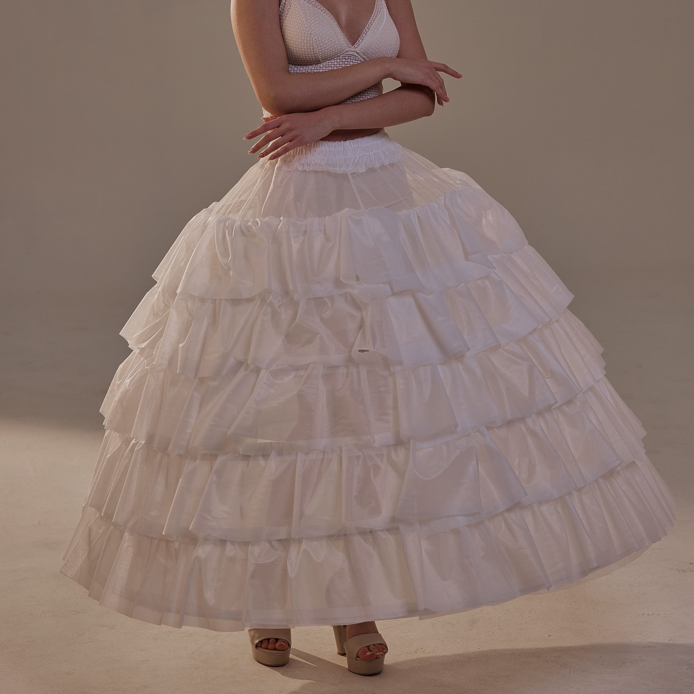Short Ruffled Layered Hoop Skirt , Quinceañera & Wedding Underskirt – Bridal Port, view 2