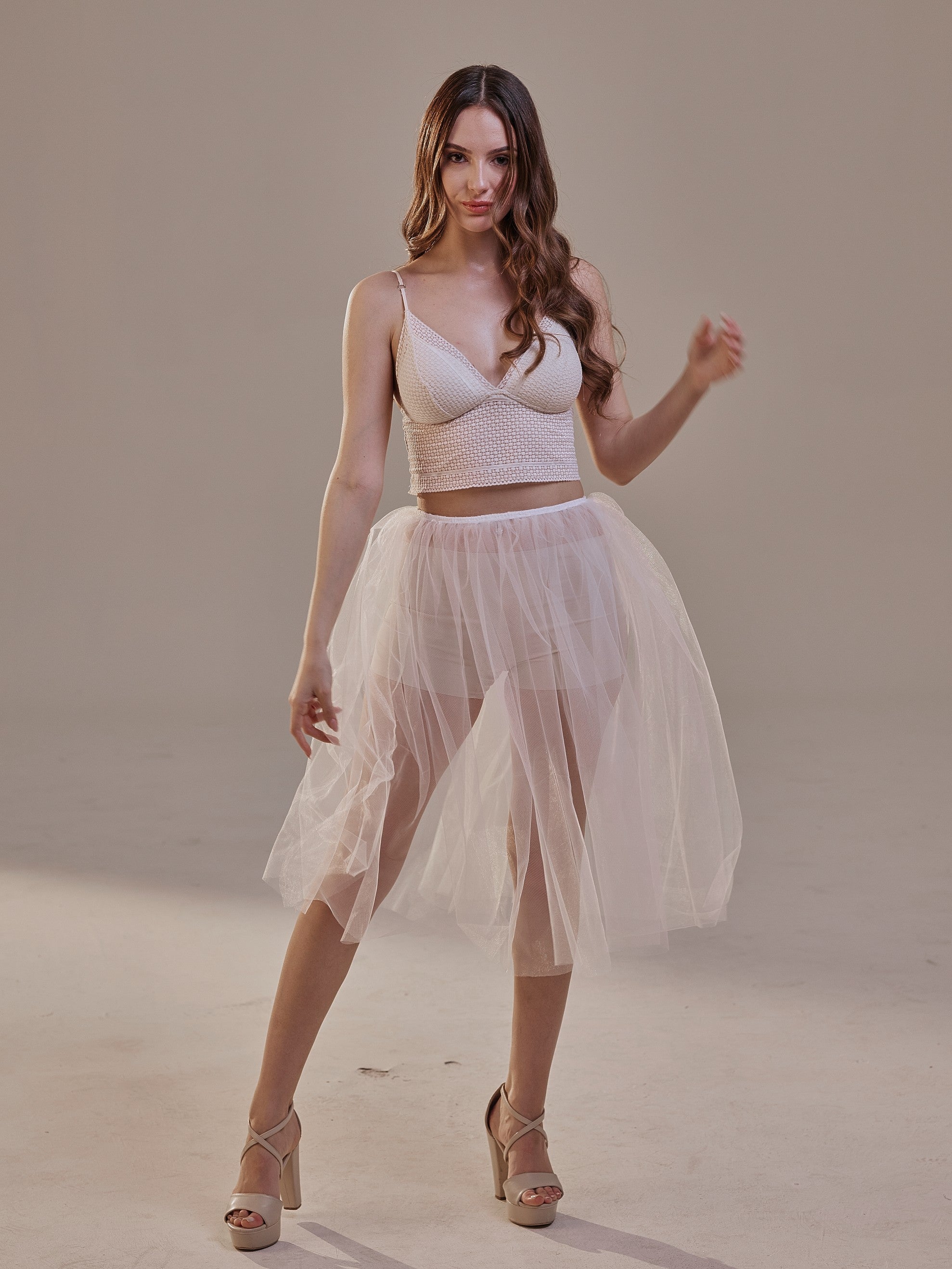 Short Soft White Tulle Skirt for Women , Flowy Mini Tulle Skirt, Bridal Party Skirt, Bachelorette Skirt – Bridal Port, view 1
