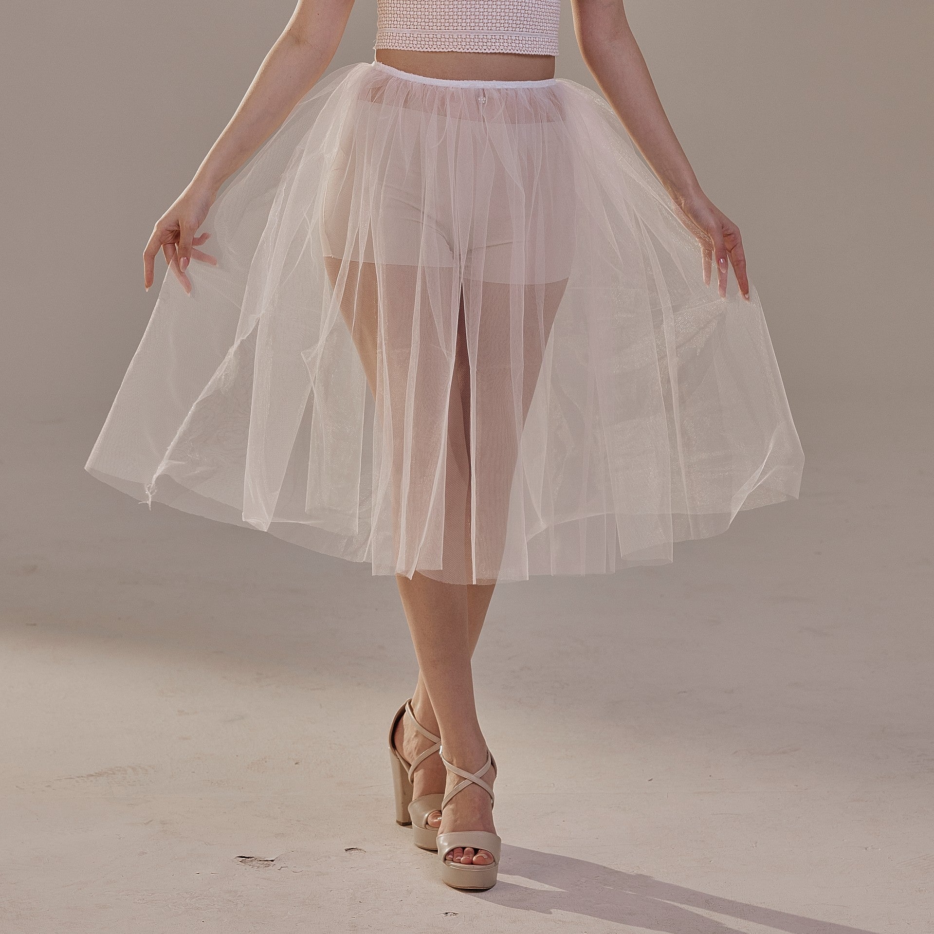 Short Soft White Tulle Skirt for Women , Flowy Mini Tulle Skirt, Bridal Party Skirt, Bachelorette Skirt – Bridal Port, view 2