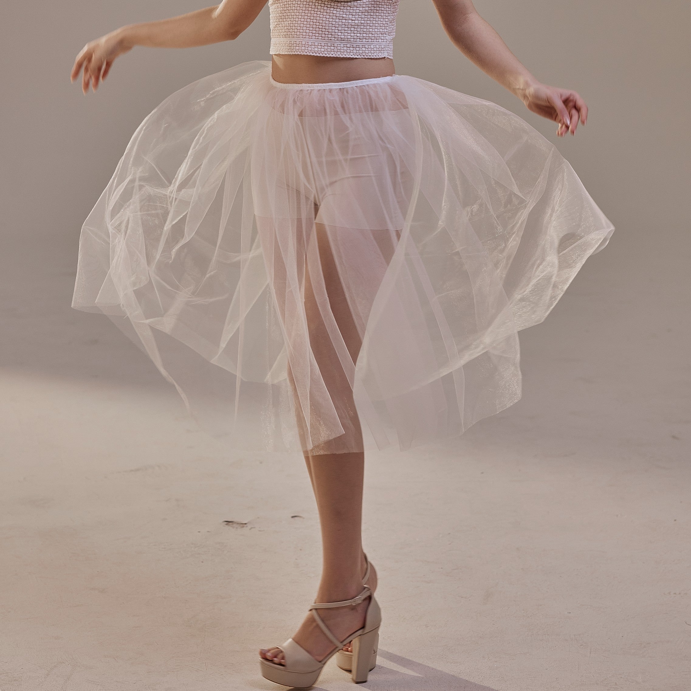 Short Soft White Tulle Skirt for Women , Flowy Mini Tulle Skirt, Bridal Party Skirt, Bachelorette Skirt – Bridal Port, view 5