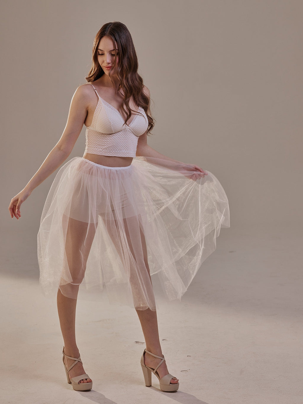 Short Soft White Tulle Skirt for Women , Flowy Mini Tulle Skirt, Bridal Party Skirt, Bachelorette Skirt – Bridal Port, view 7