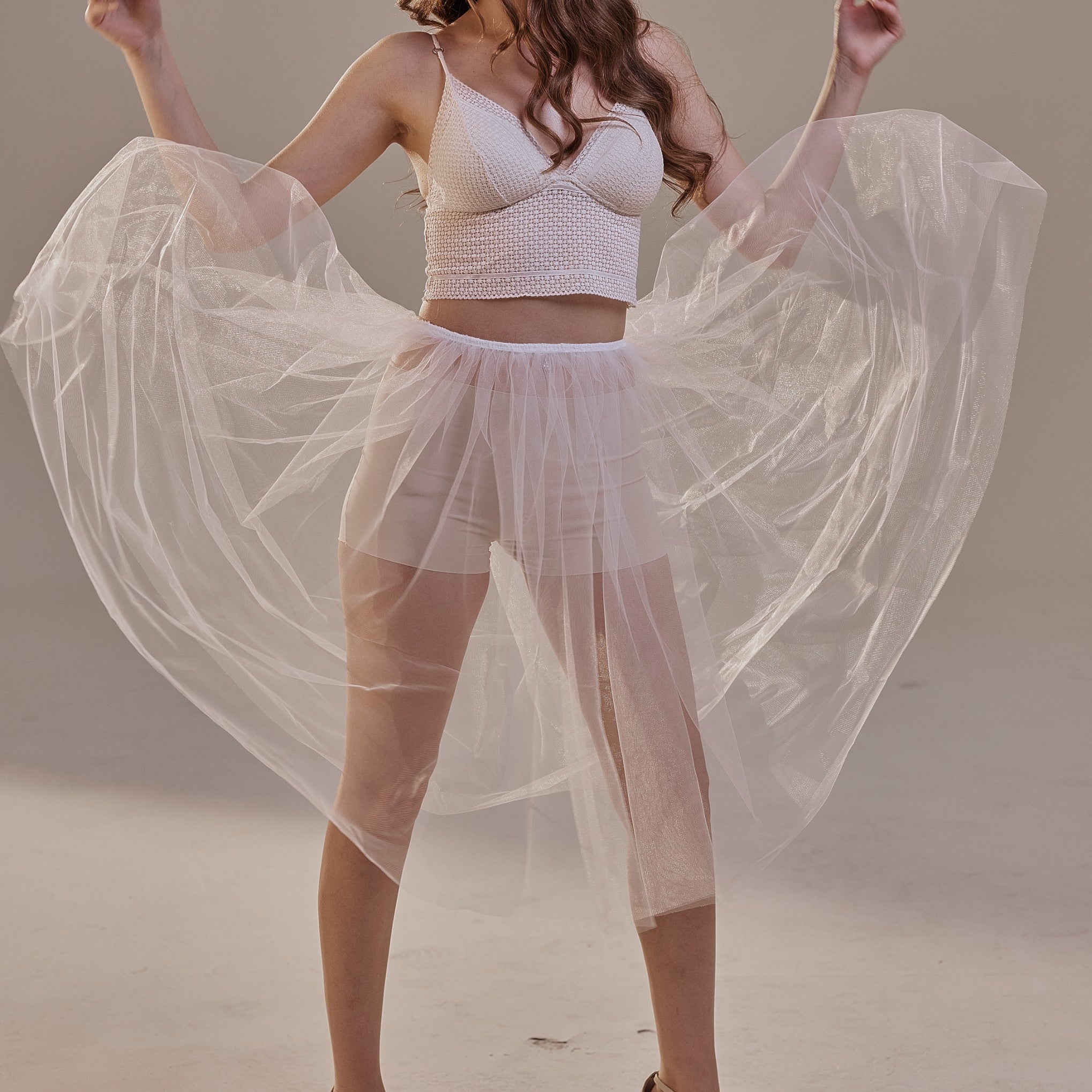 Short Soft White Tulle Skirt for Women , Flowy Mini Tulle Skirt, Bridal Party Skirt, Bachelorette Skirt – Bridal Port, view 8