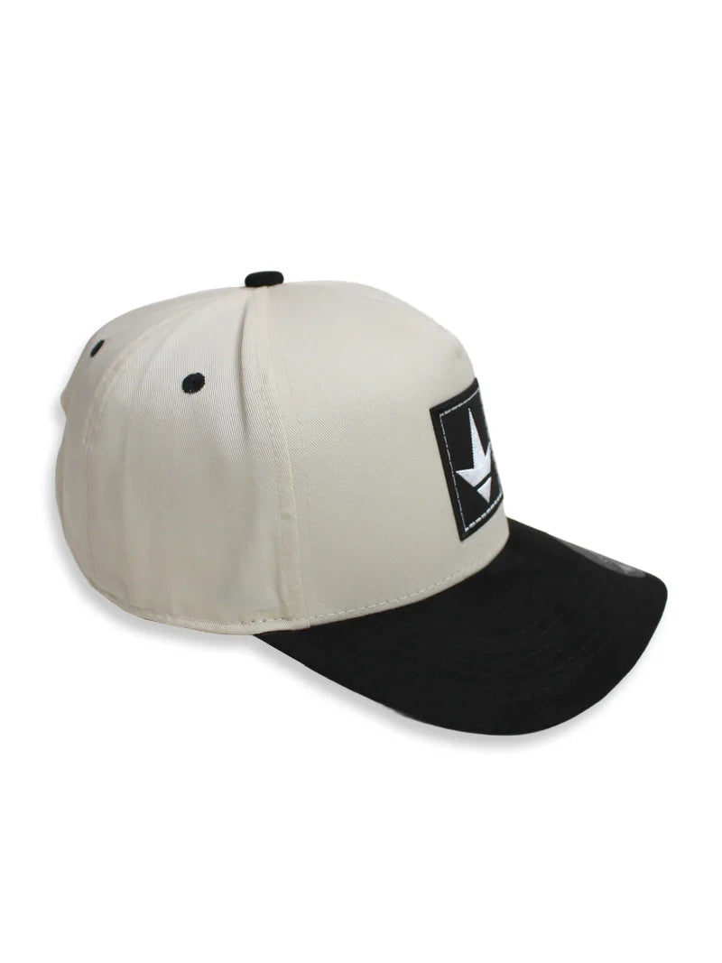 Luckless Outfitters Logo Suede Bill Snapback Hat — lifestyle context
