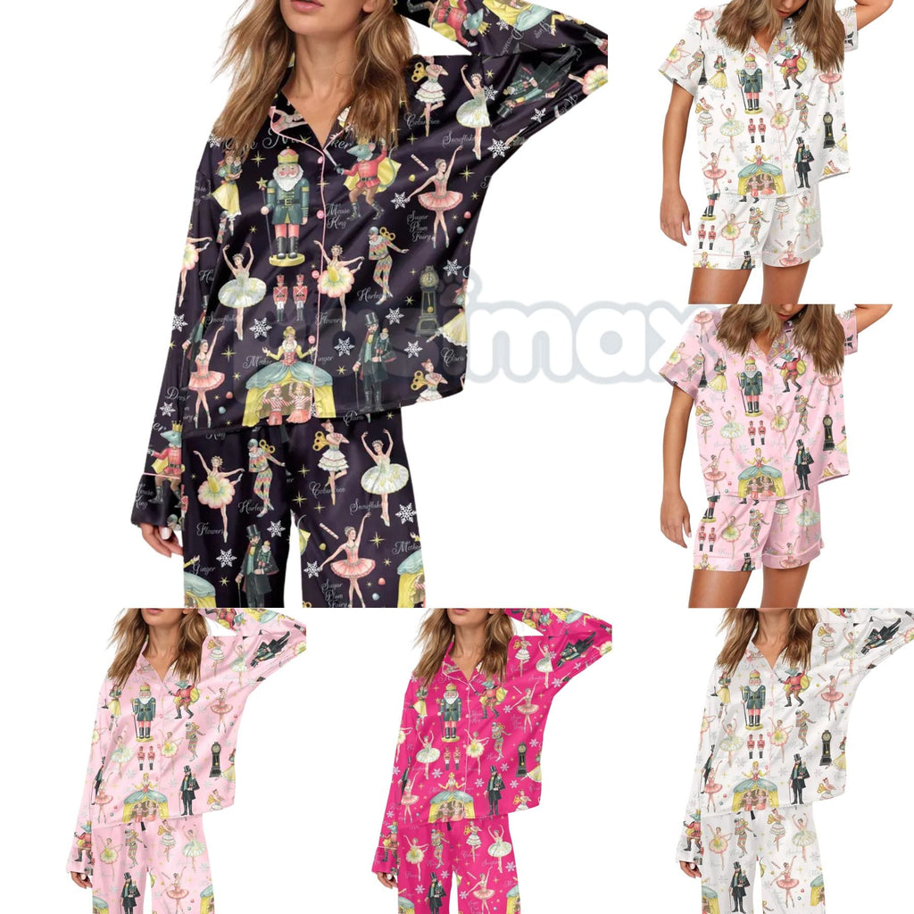 Pasimax Silky Nutcracker Christmas Pajama Set for Women - Elegant Ballet Print Loungewear & Holiday Sleepwear — main product 