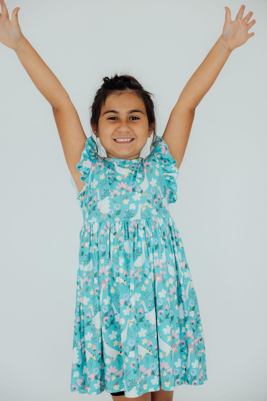 Mila & Rose ® Silly Goose Flutter Sleeve Twirl Dress — lifestyle context